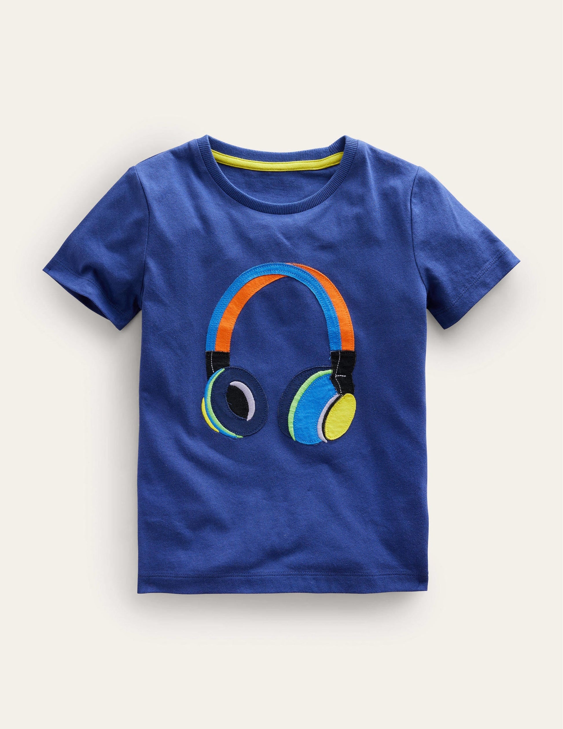 Appliqué T-shirt-Soft Blue Headphones-1