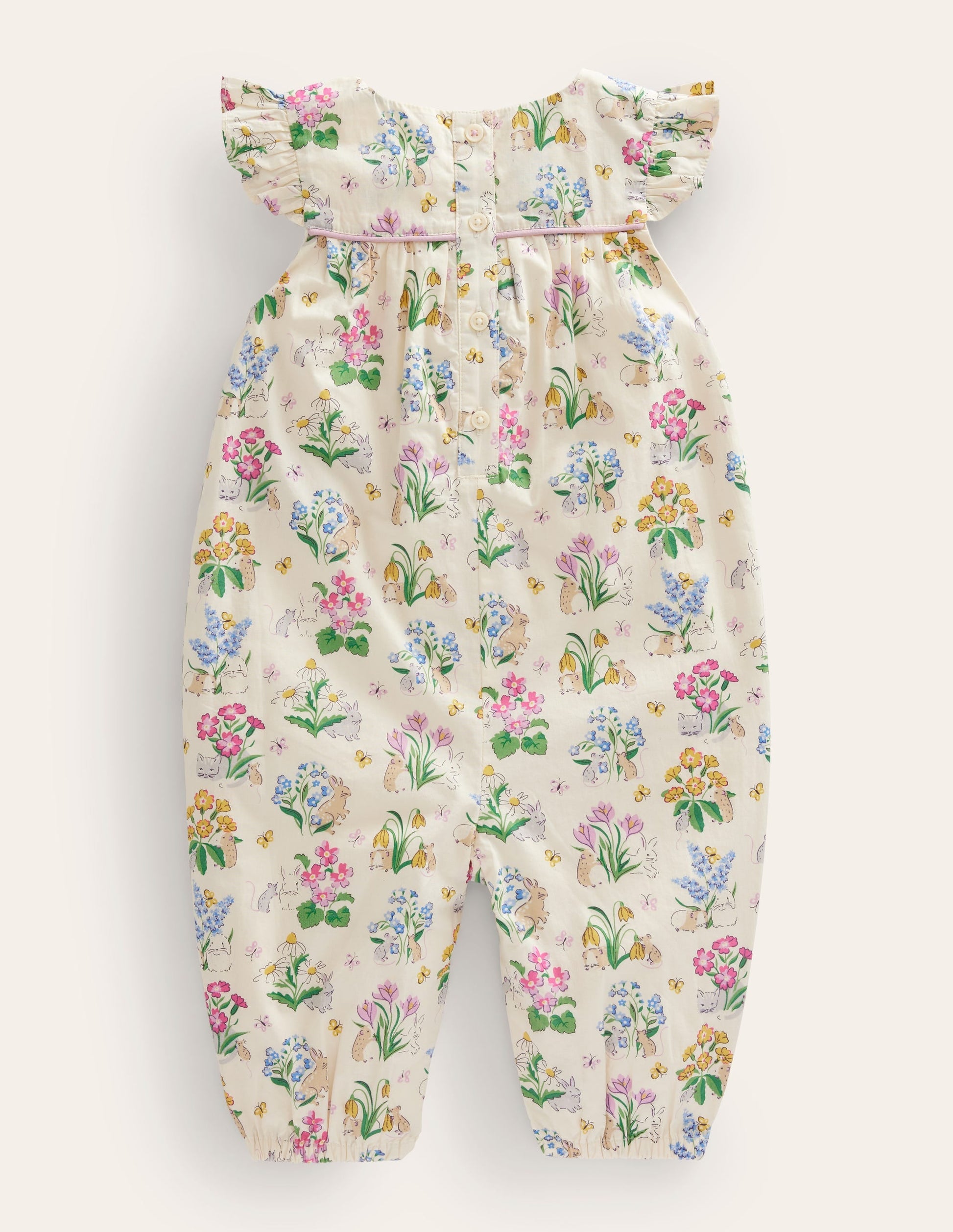 Ruffle Printed Rompers-Vanilla Pod Posy Pals-2