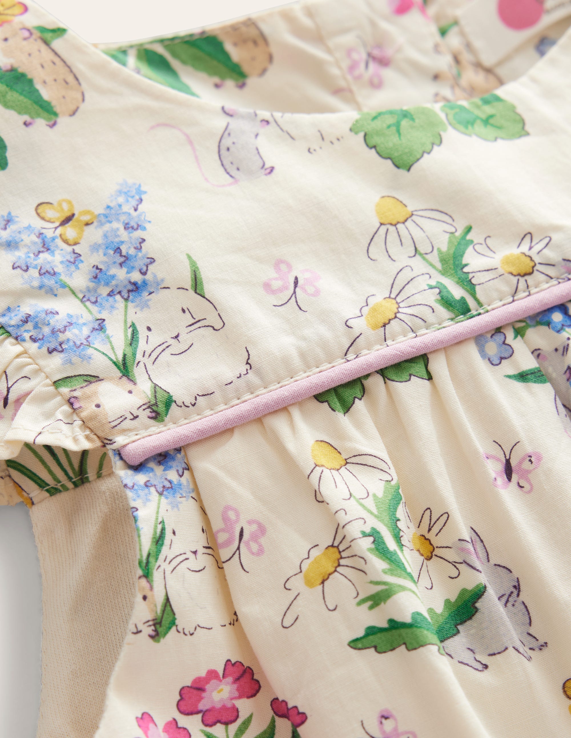 Ruffle Printed Rompers-Vanilla Pod Posy Pals - Image 3