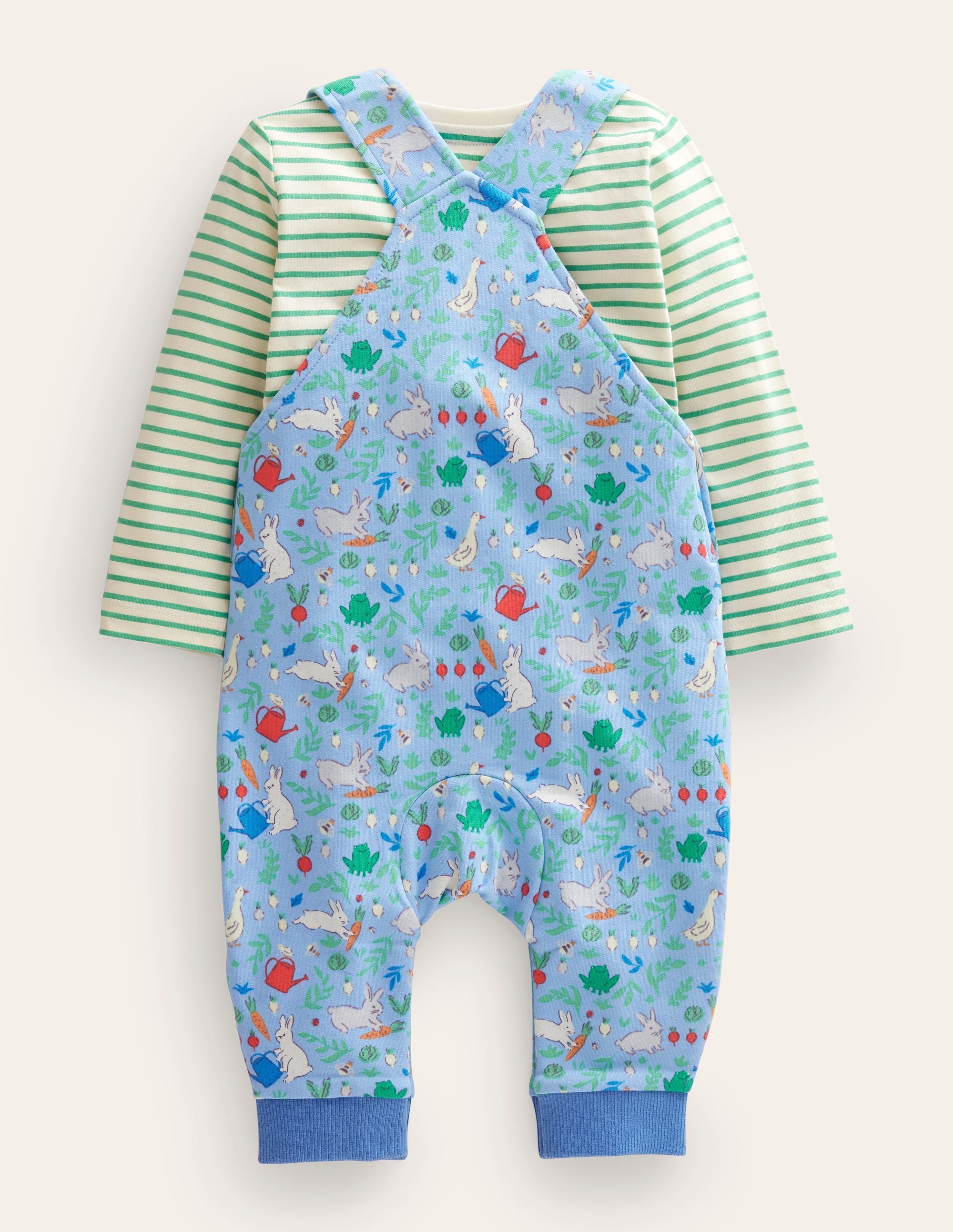 Jersey Dungaree Set-Vista Blue Bunny Patch - Image 2