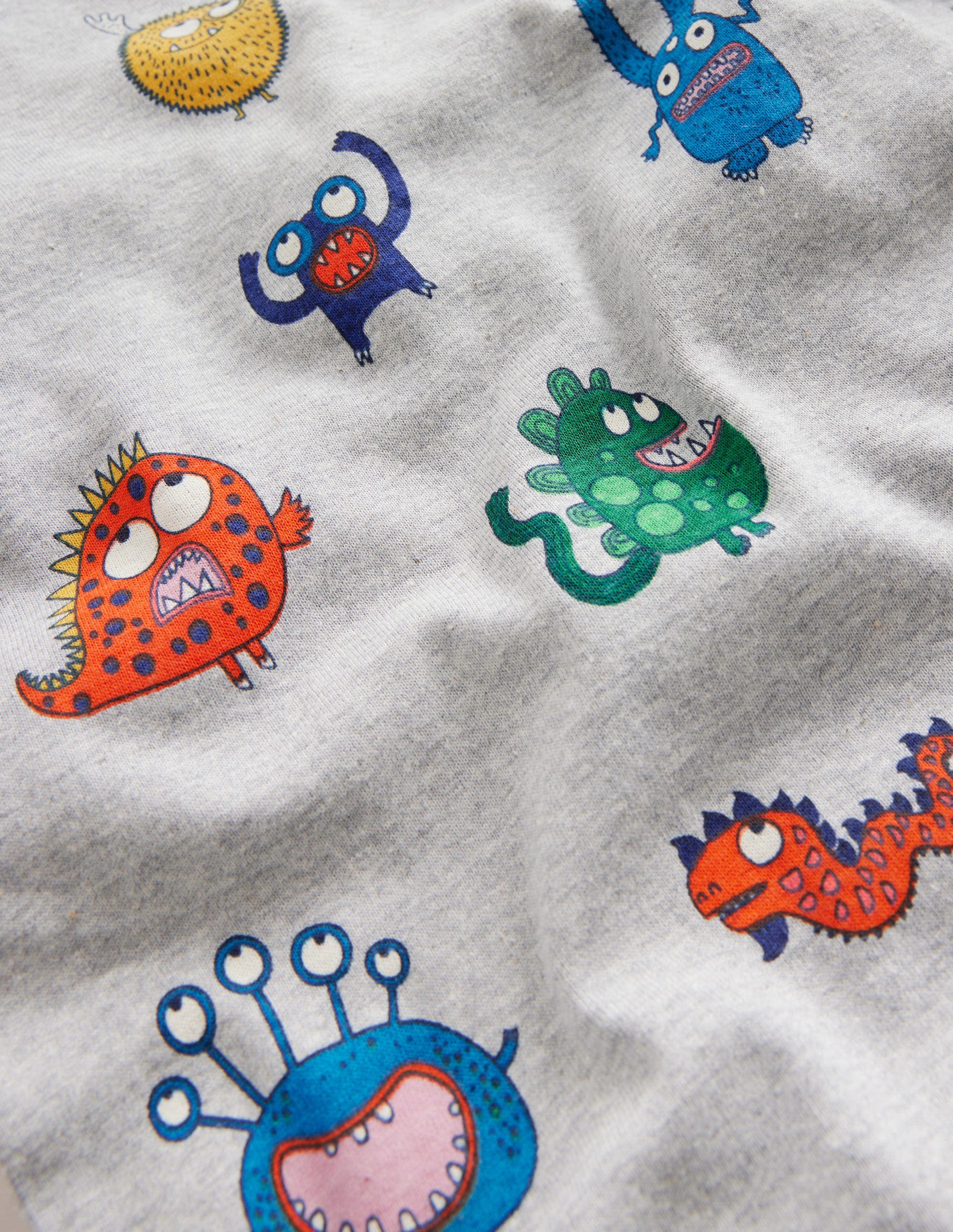 Snug Single Long John Pyjamas-Grey Marl Monsters - Image 3