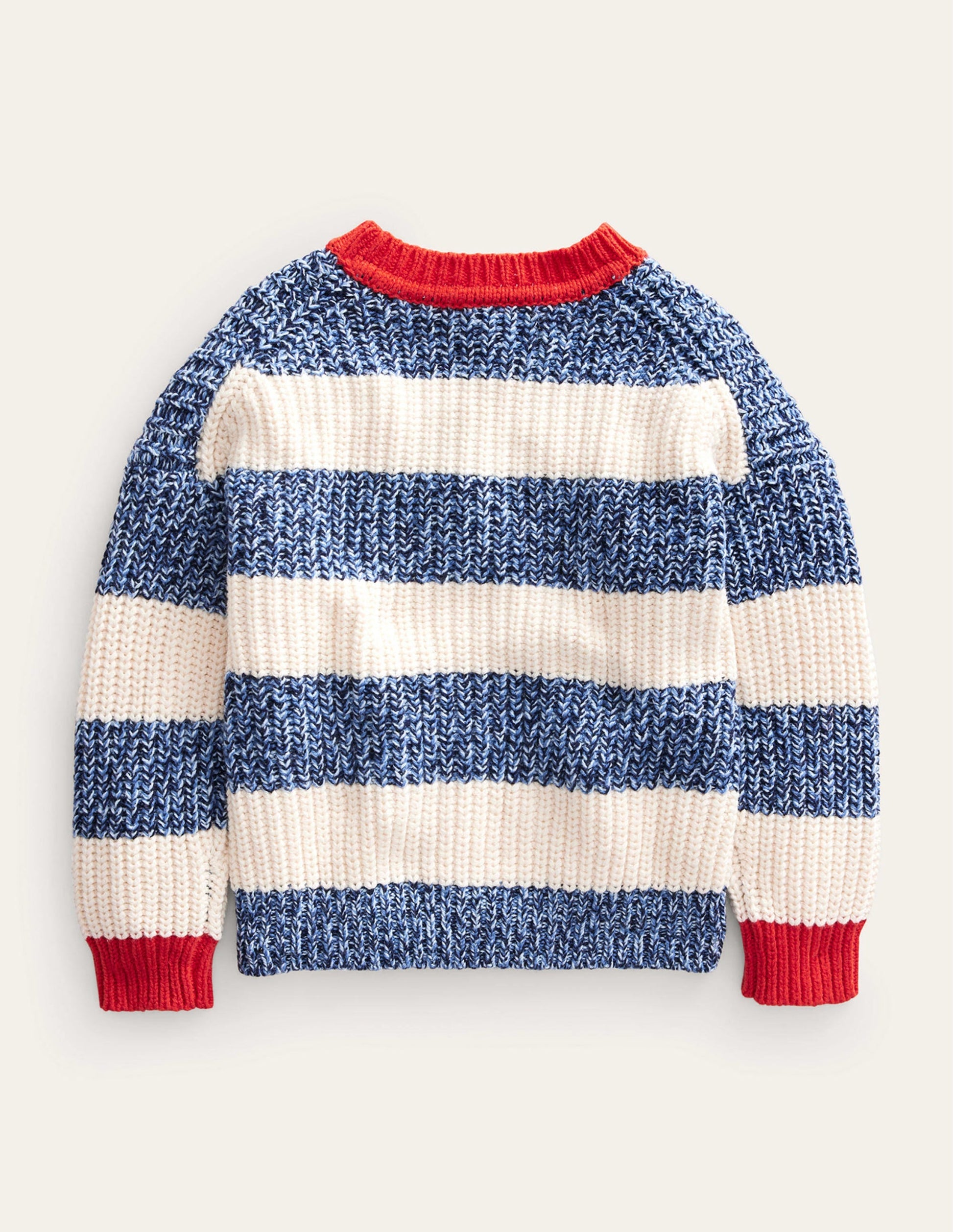 Ribbed Stripe Jumper-Navy Twist/Ecru Marl-2