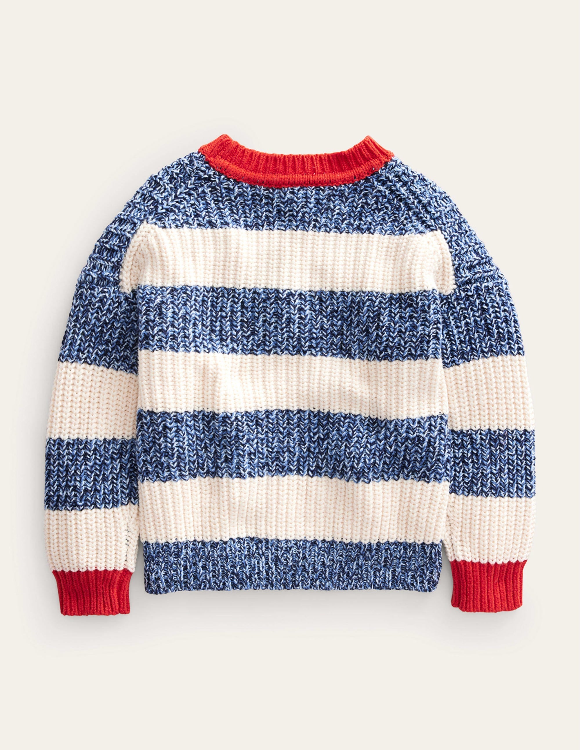 Ribbed Stripe Jumper-Navy Twist/Ecru Marl - Image 2