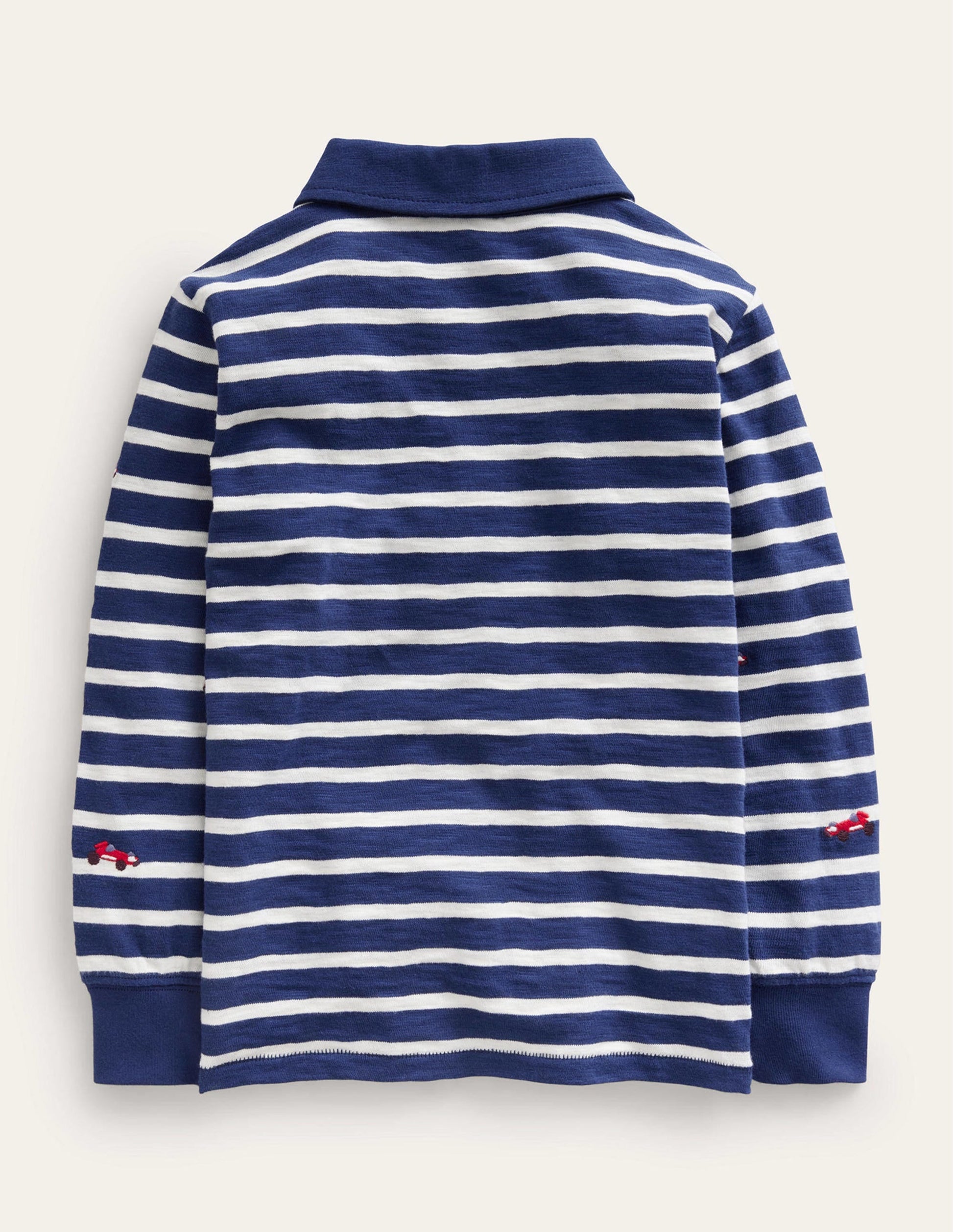 Embroidery Slub Polo-Ivory/Navy Cars-2