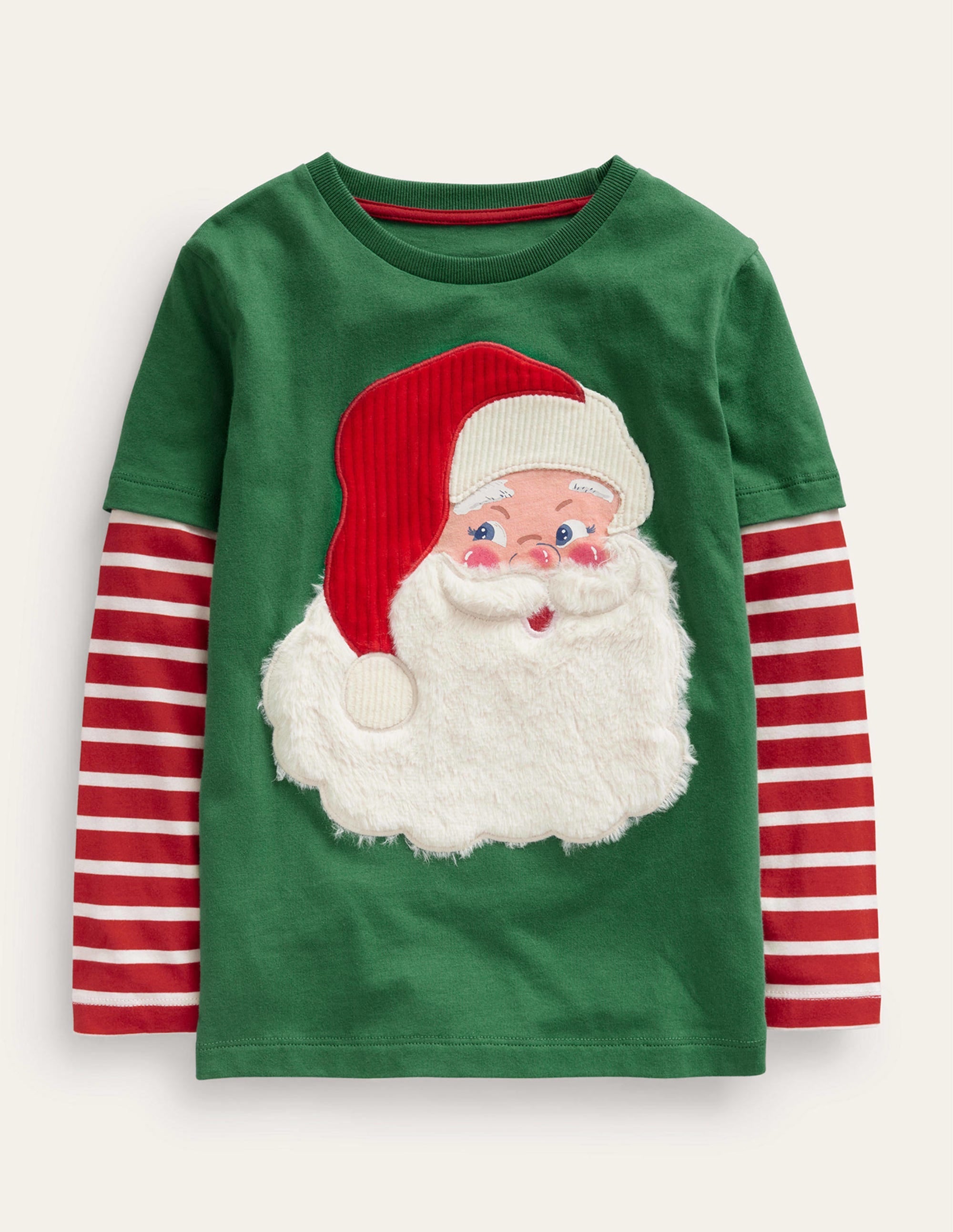 Mock Sleeve Santa T-shirt-Safari Green Santa - Image 1