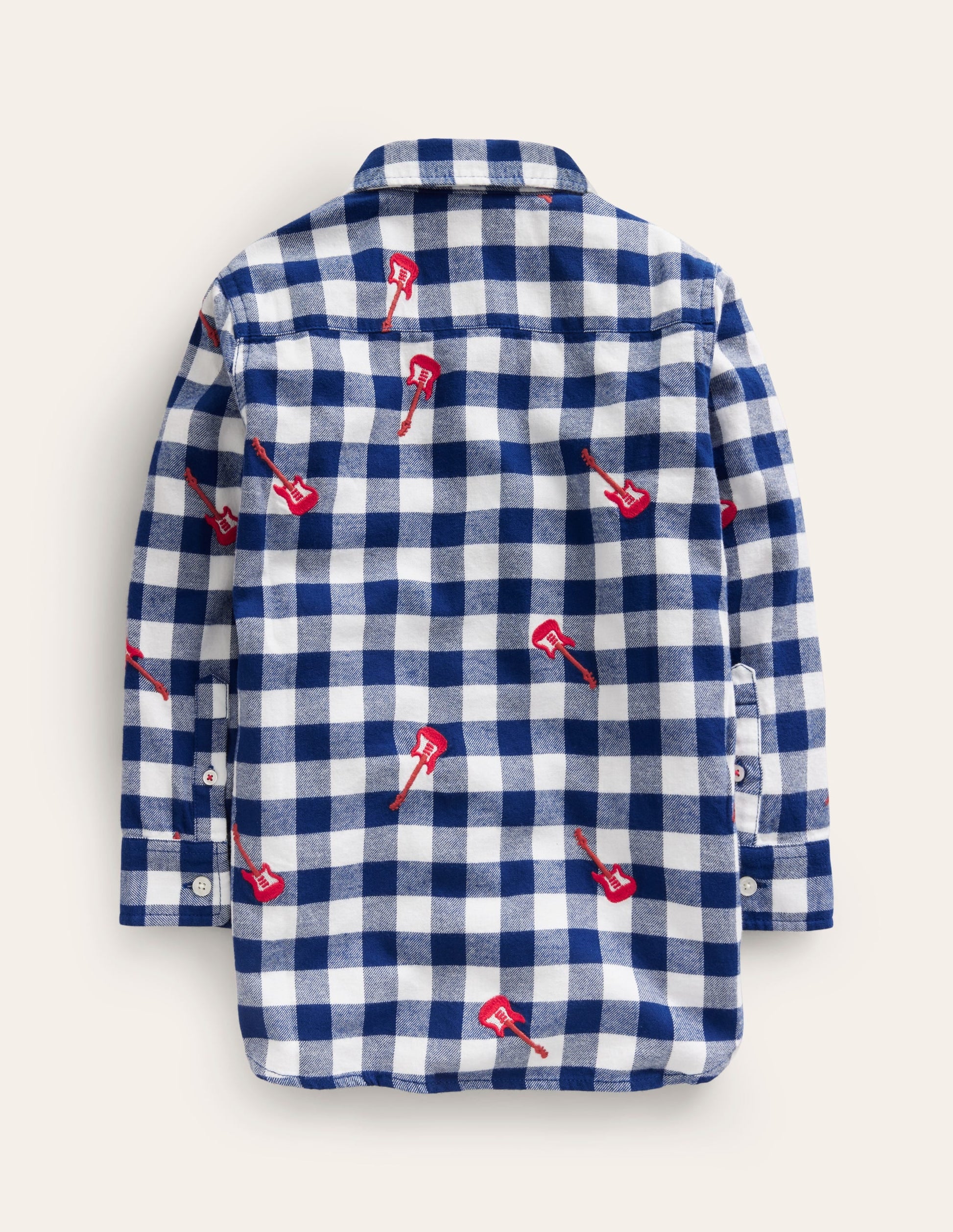 Embroidered Flannel Shirt-Gingham Guitar-2