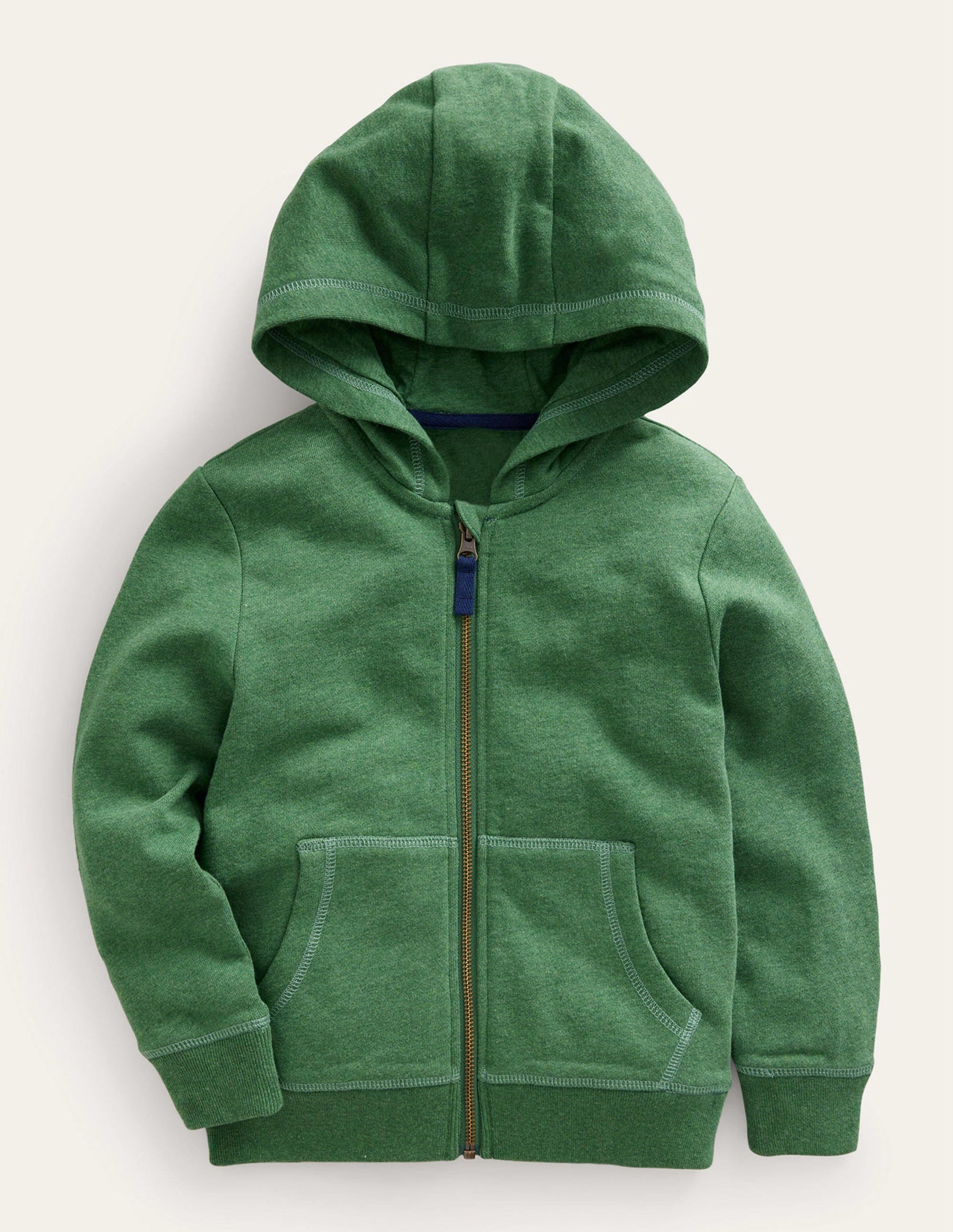 Perfect Zip Through Hoodie-Green Marl-1