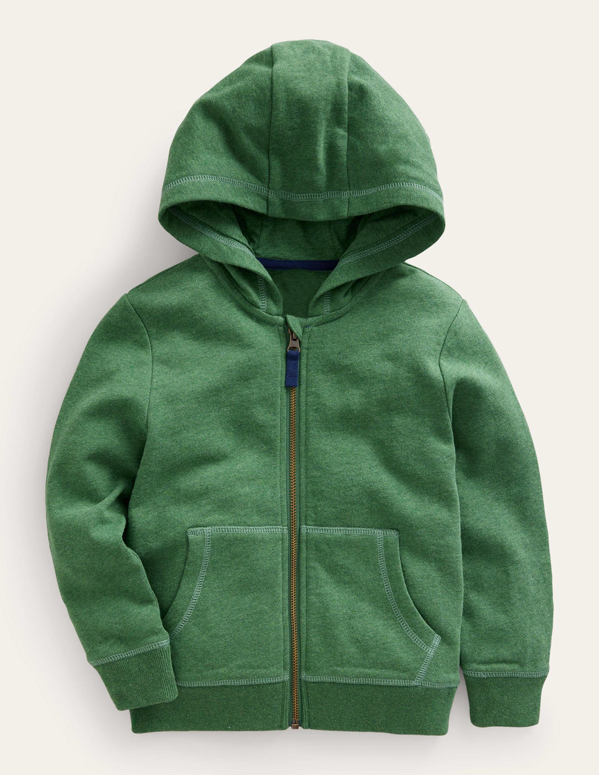 Perfect Zip Through Hoodie-Green Marl - Image 1