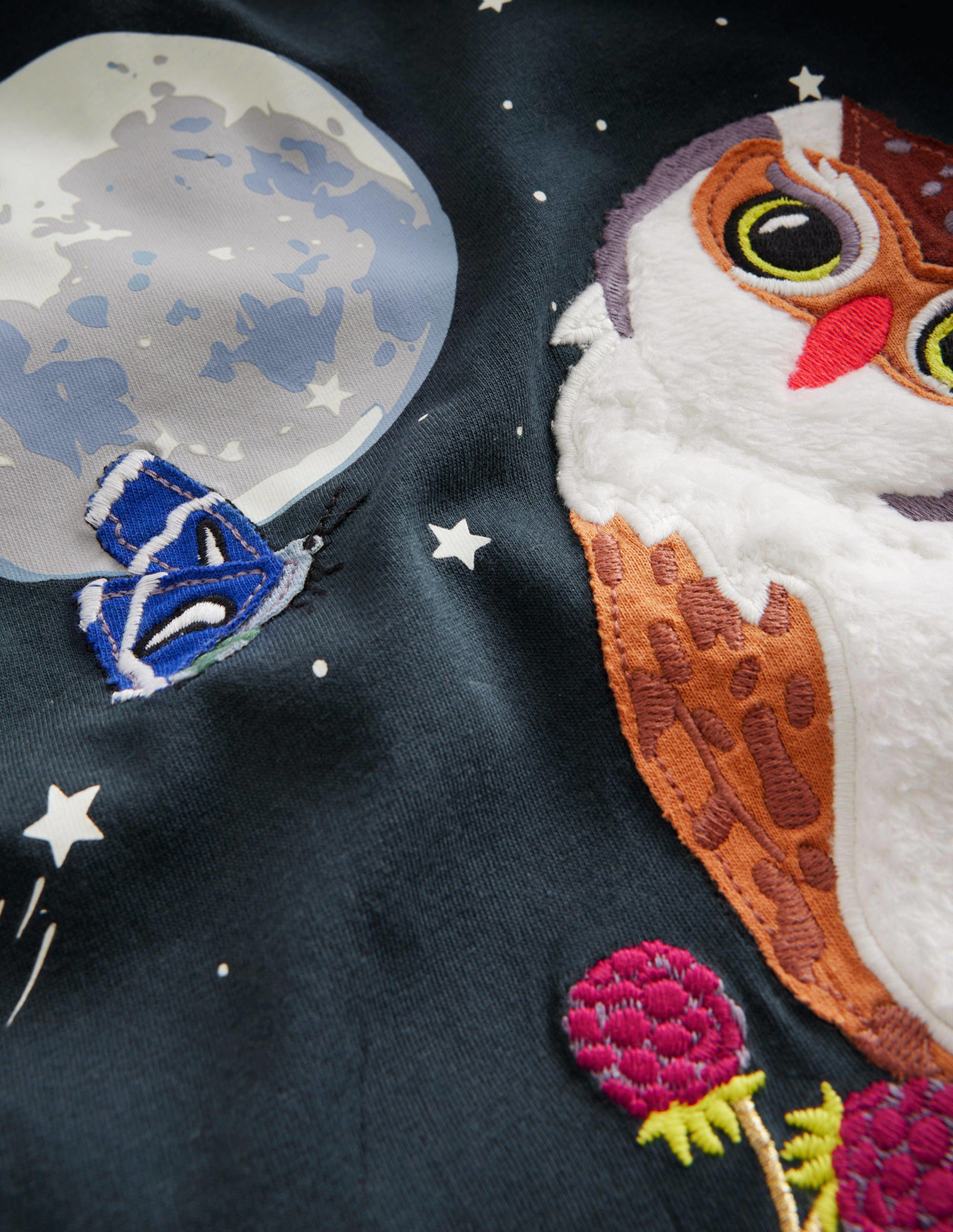 Owl Appliqué T-shirt-Castle Green Owl - Image 3