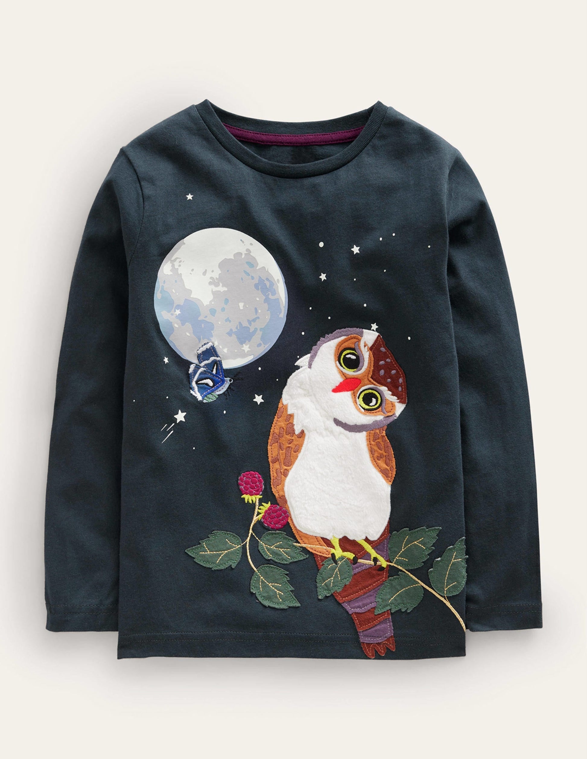 Owl Appliqué T-shirt-Castle Green Owl-1