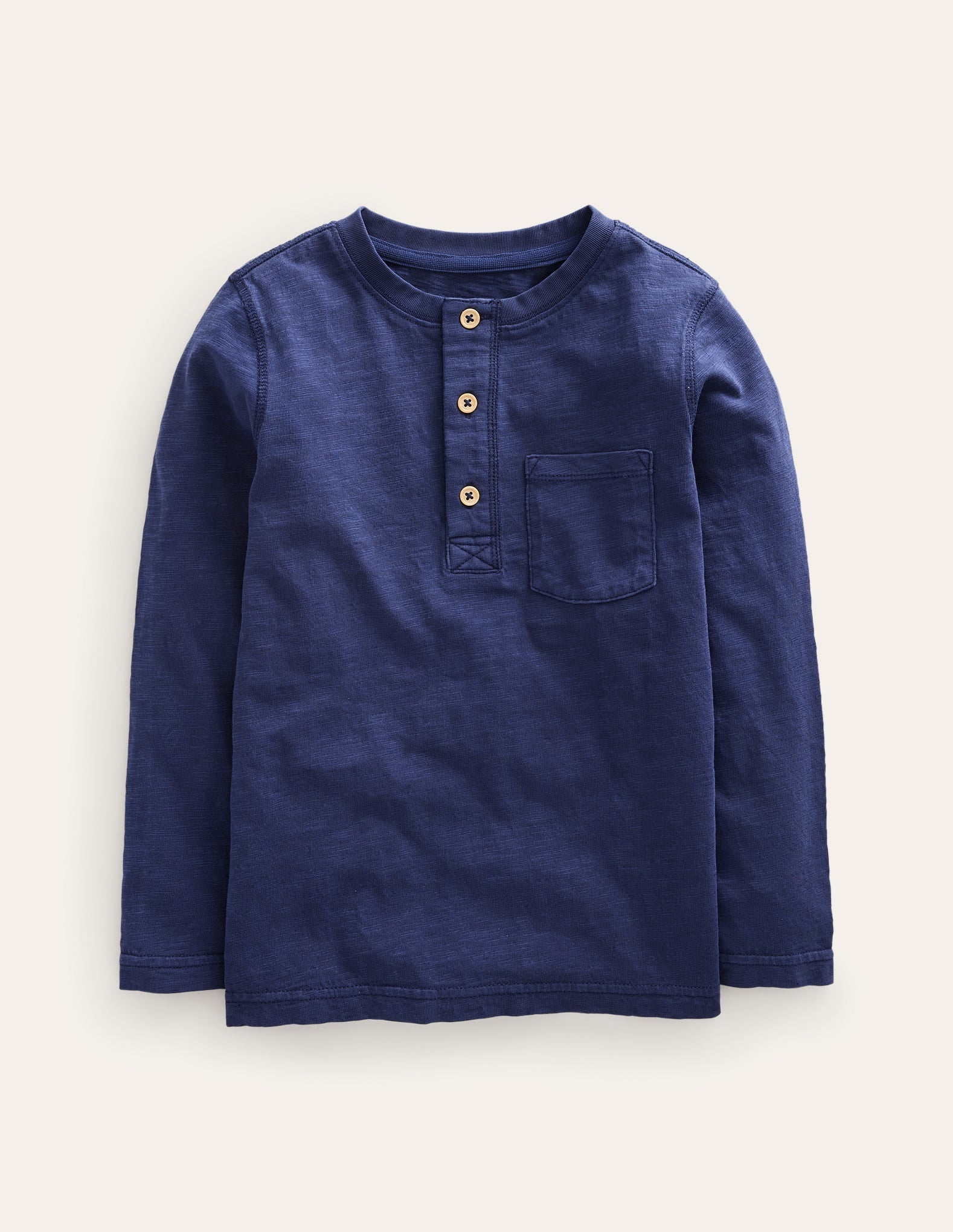Long Sleeve Henley T-shirt-Navy-1