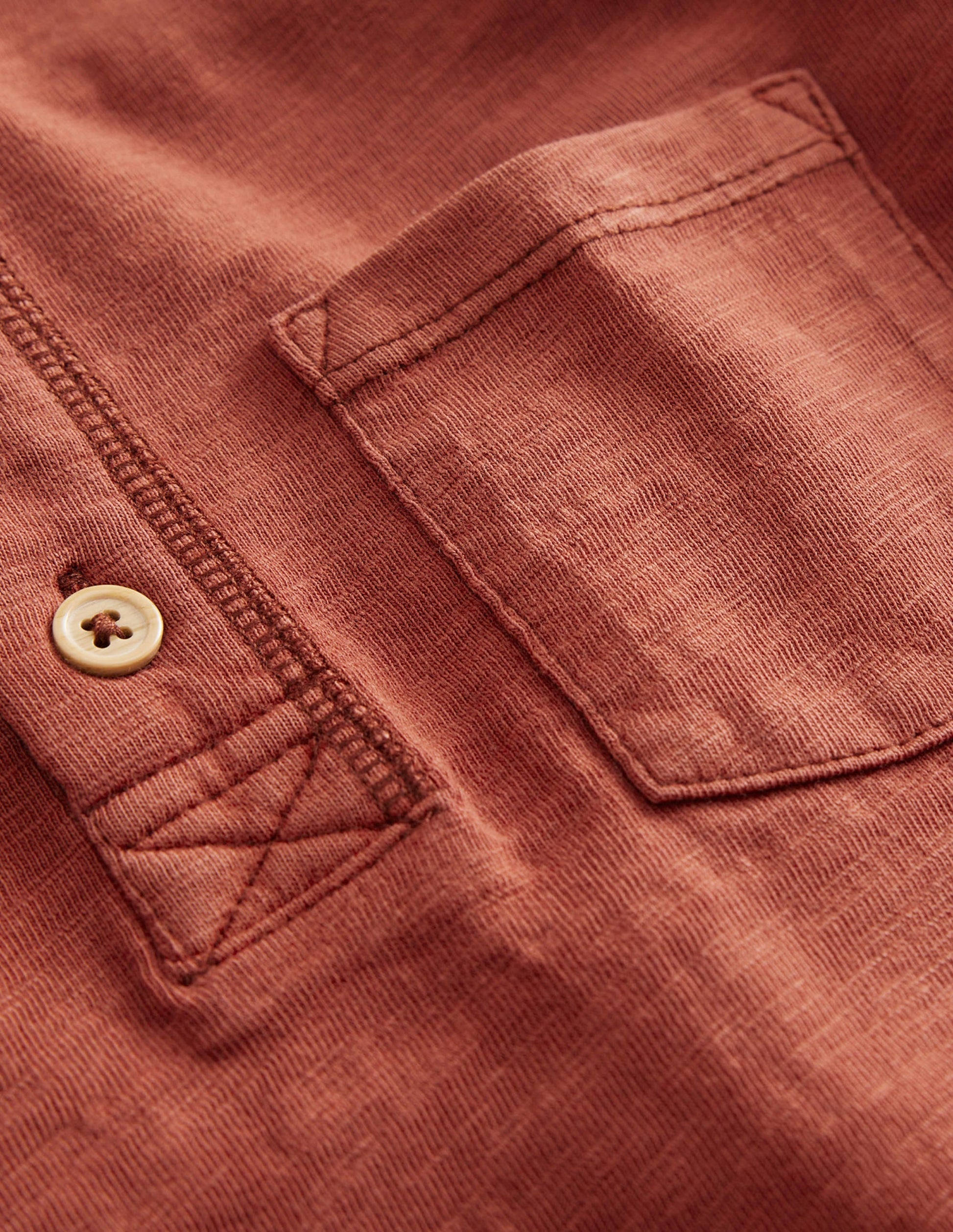 Long Sleeve Henley T-shirt-Red-3