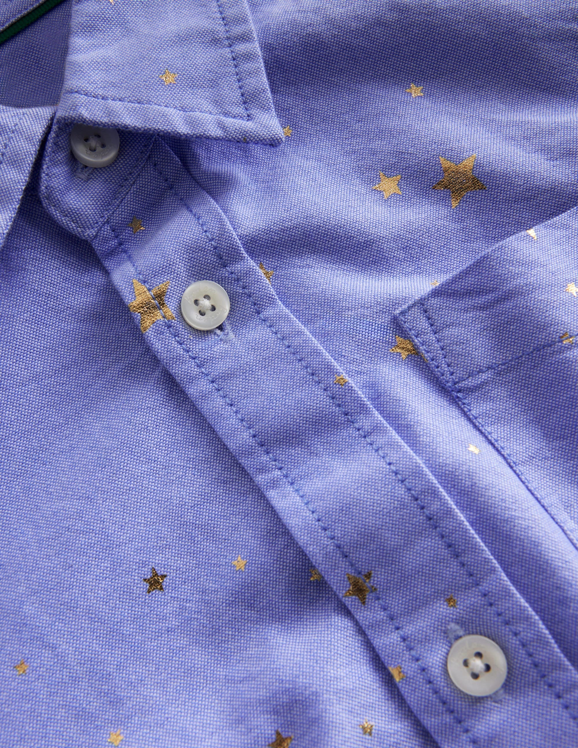 Foil Printed Oxford Shirt-Blue Star - Image 3