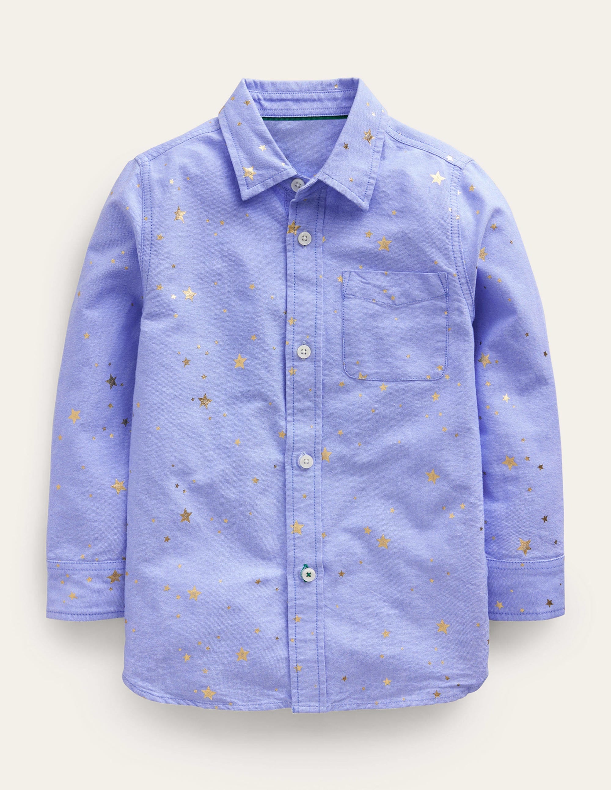 Foil Printed Oxford Shirt-Blue Star - Image 1