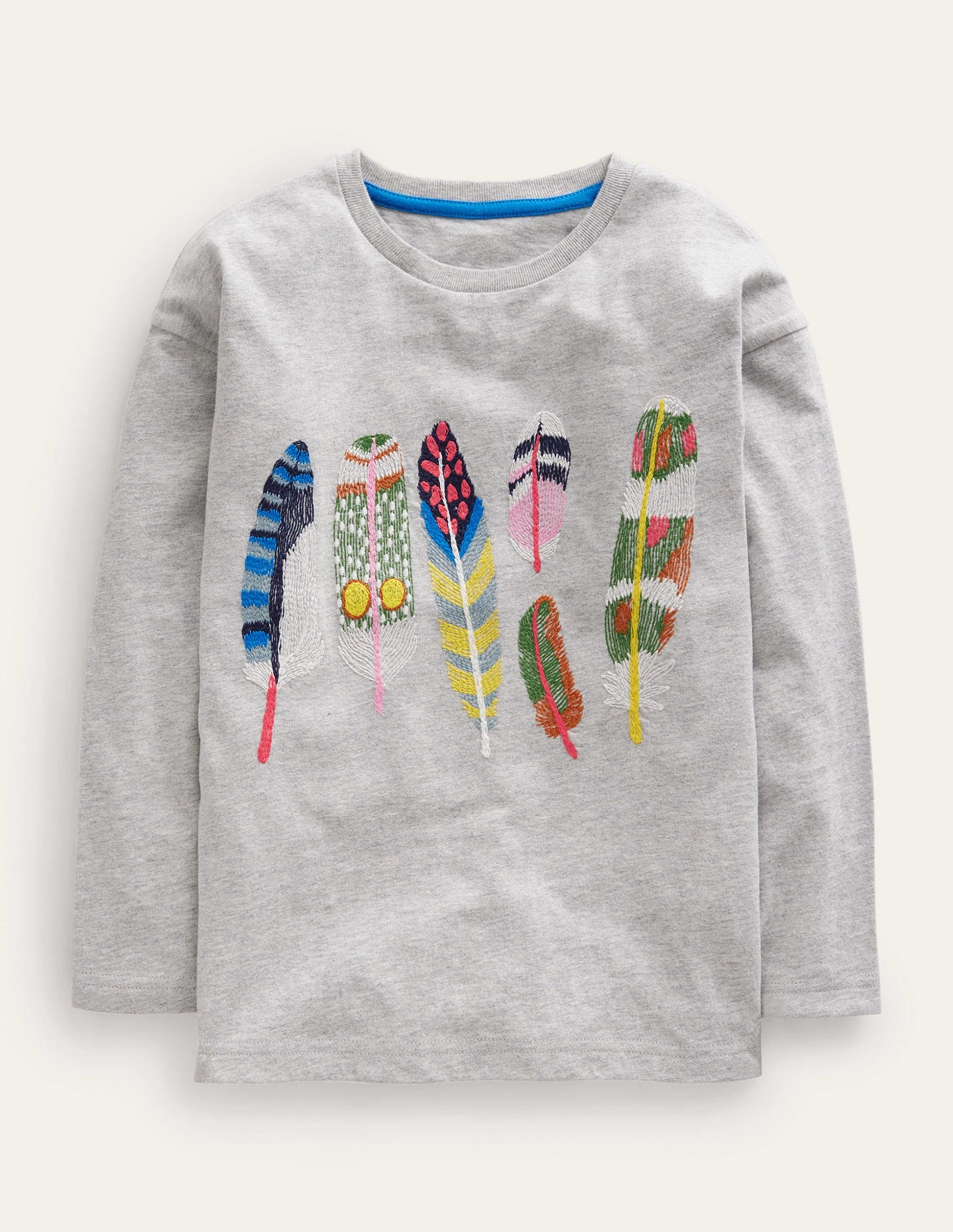 Feather Superstitch T-shirt-Grey Marl-1