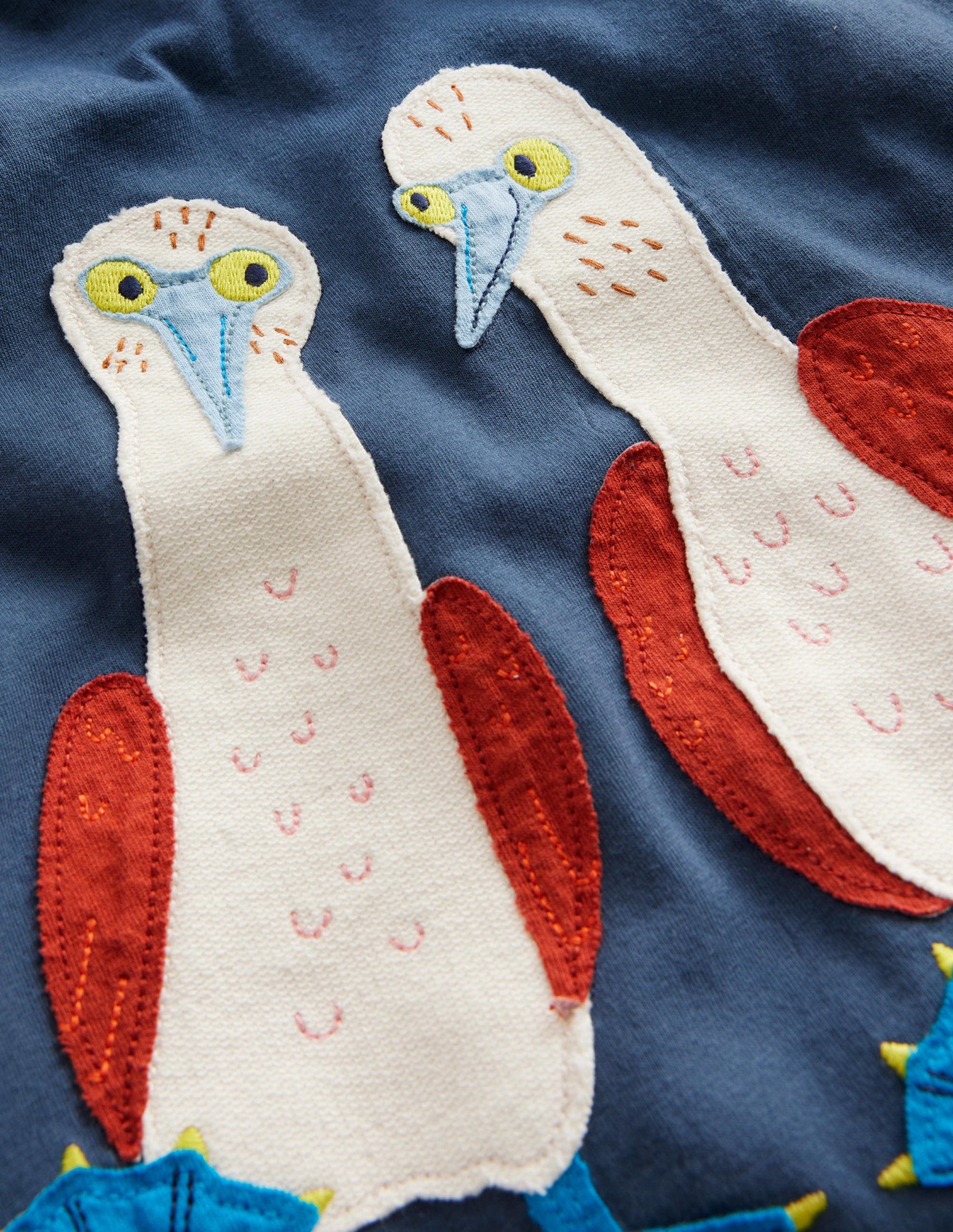 Funny Applique T-shirt-Robot Blue Birds-3