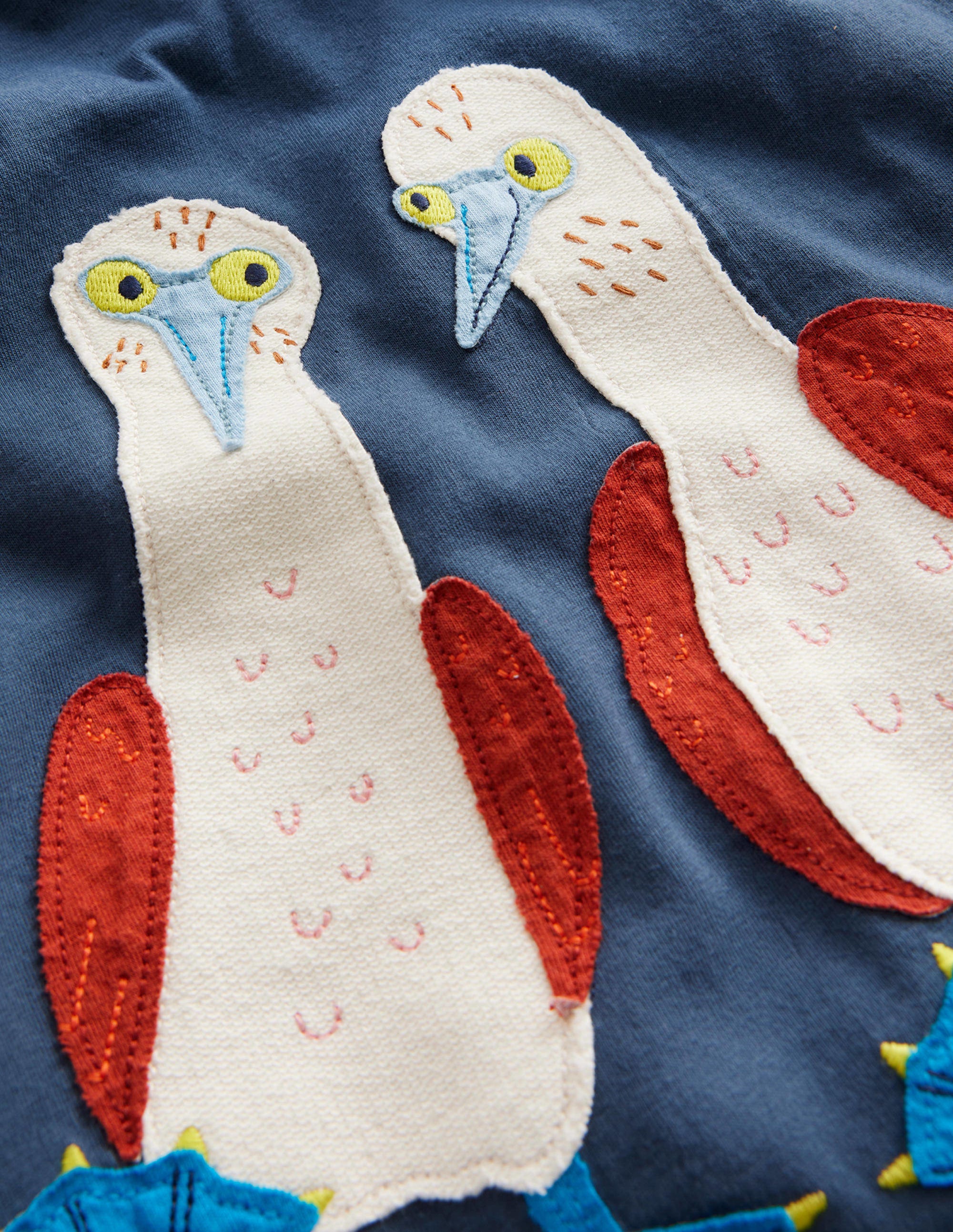 Funny Applique T-shirt-Robot Blue Birds - Image 3