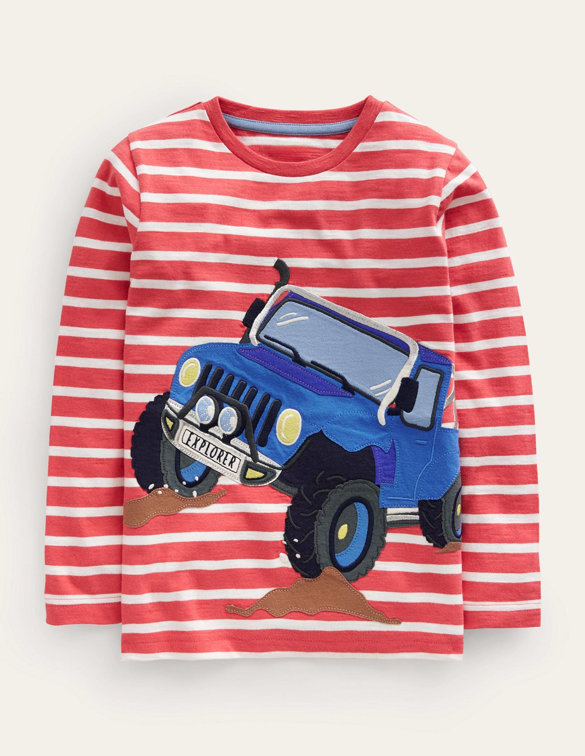 Off Road Appliqué T-shirt-Jam Red/Ivory Truck - Image 1