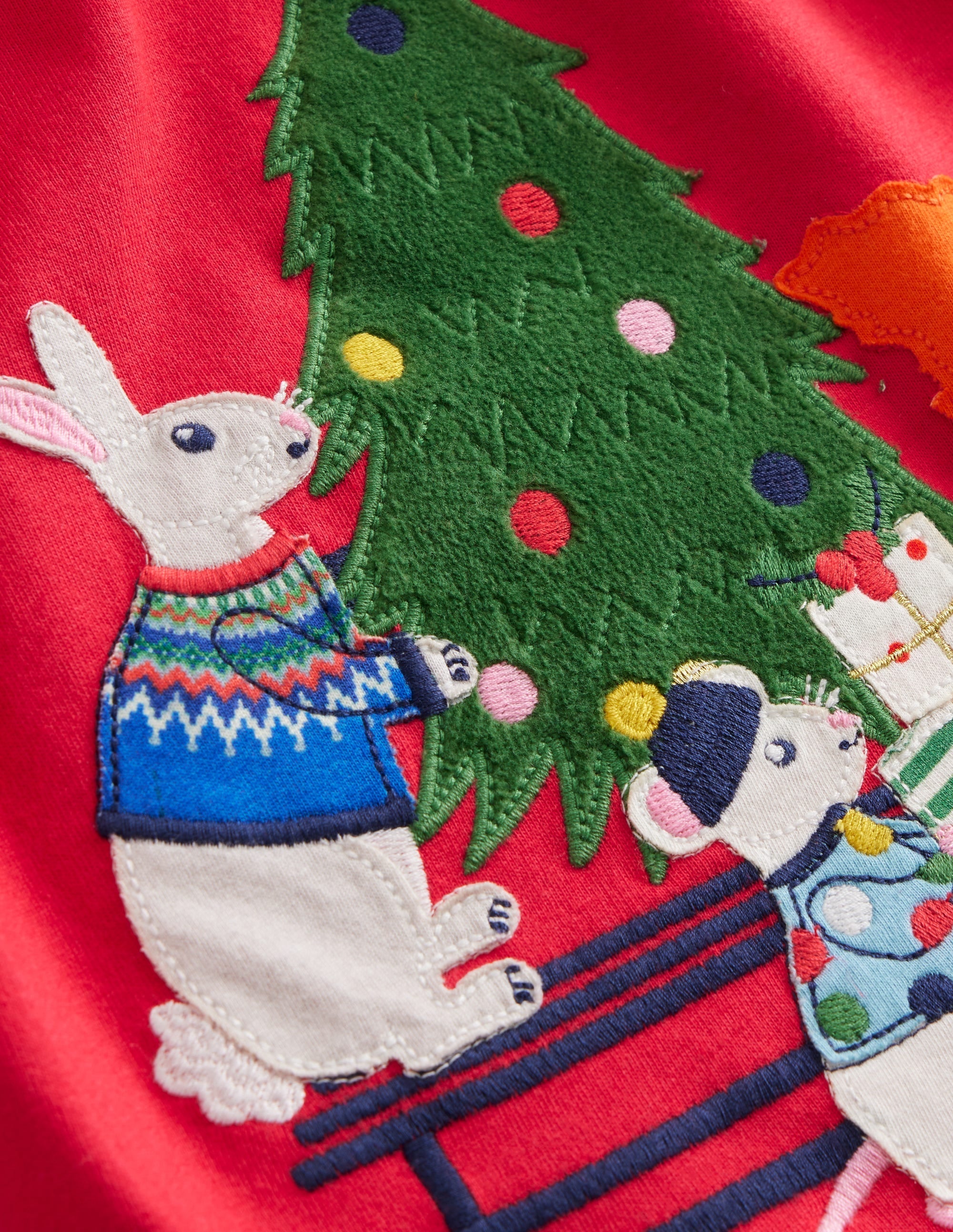 Animal Appliqué T-shirt-Rockabilly Red Festive Friends - Image 3