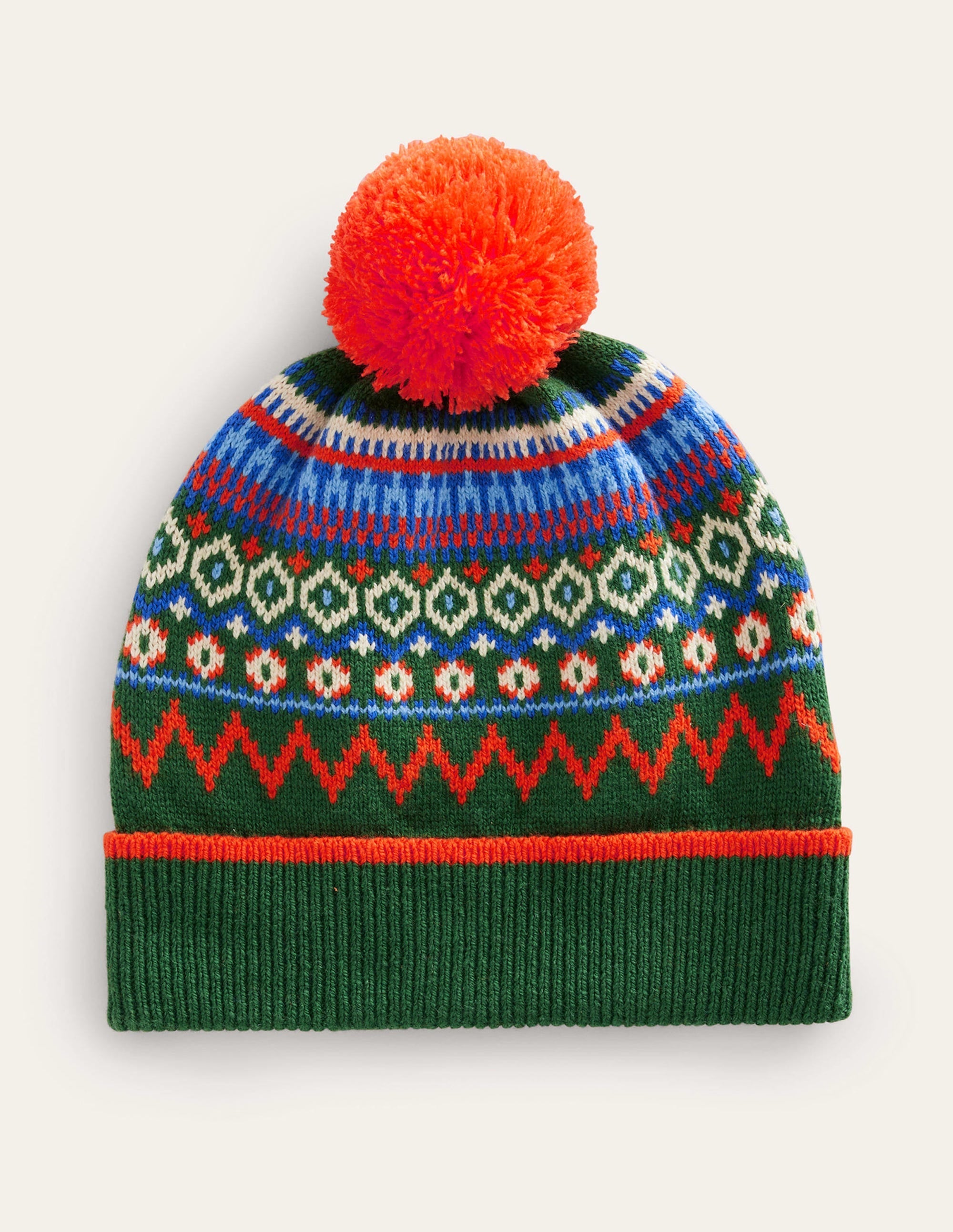 Fair Isle Knitted Beanie-Monster Green - Image 1