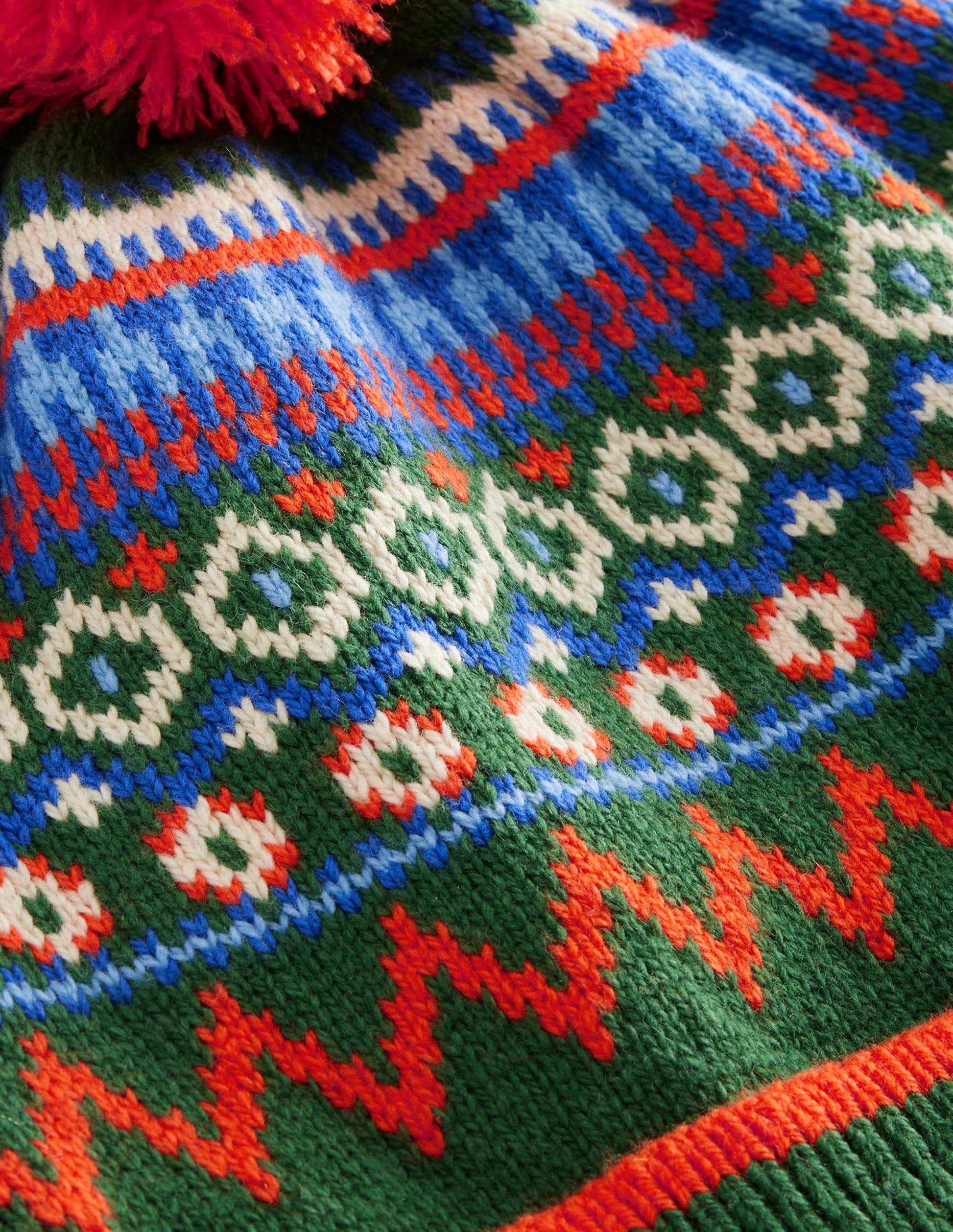Fair Isle Knitted Beanie-Monster Green-2