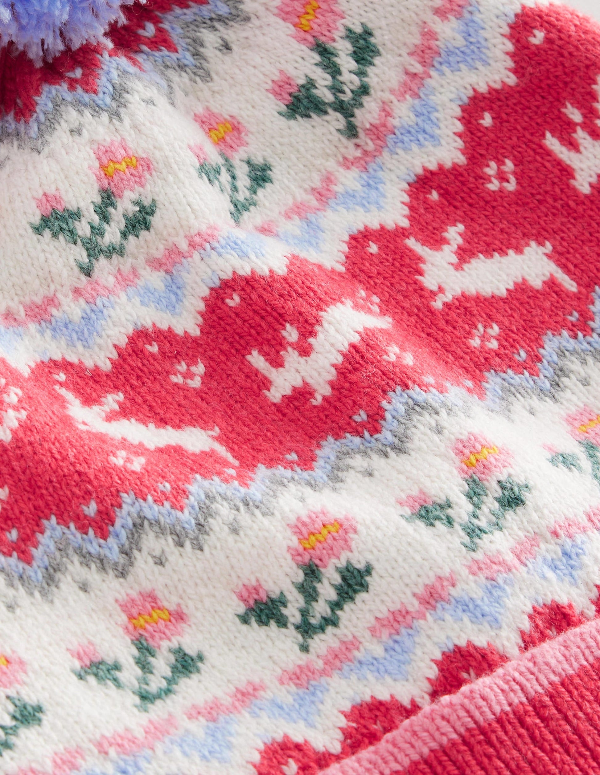 Fair Isle Knitted Beanie-Rose Pink-2