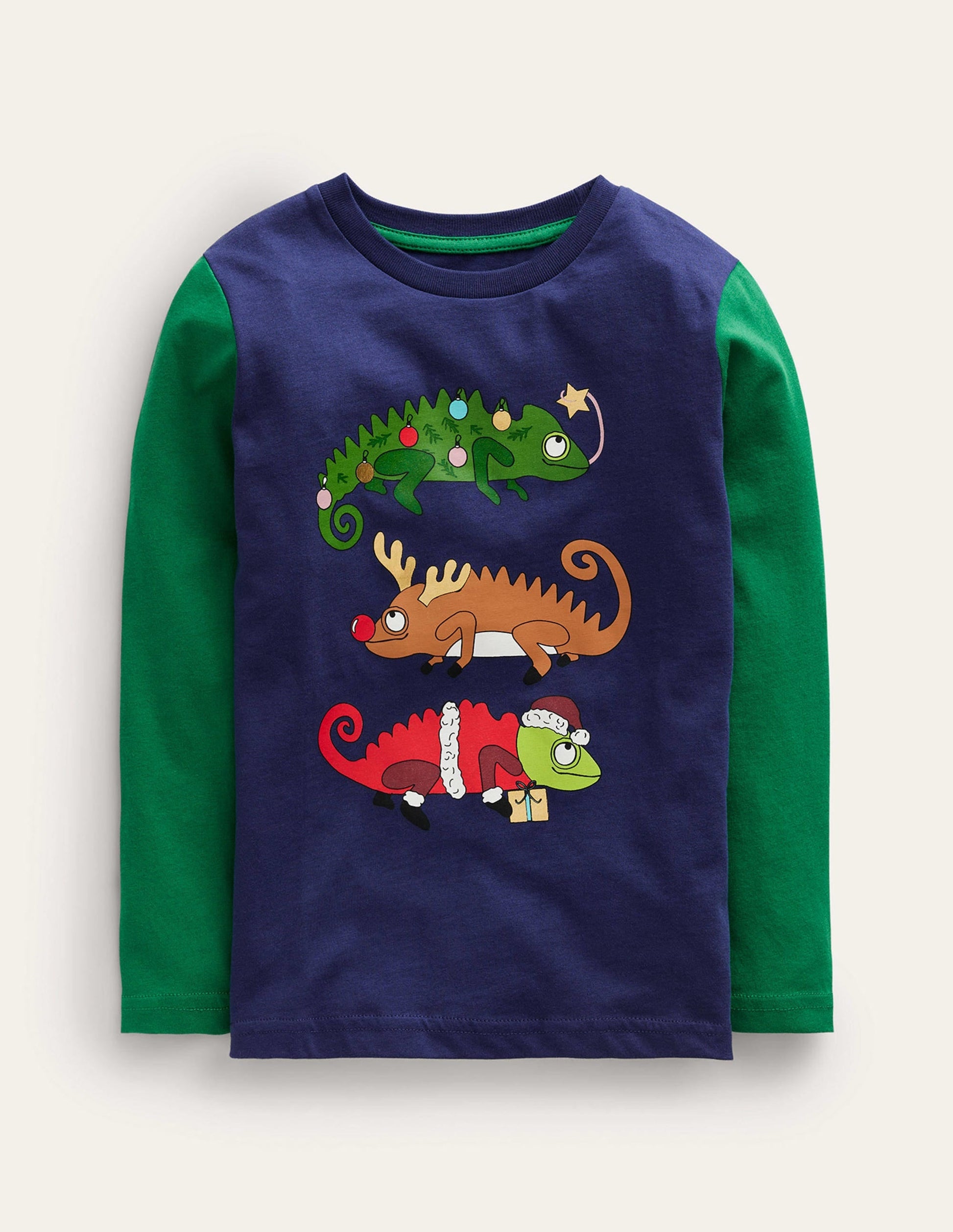 Novelty Printed T-shirt-College Navy/Deep Green-1