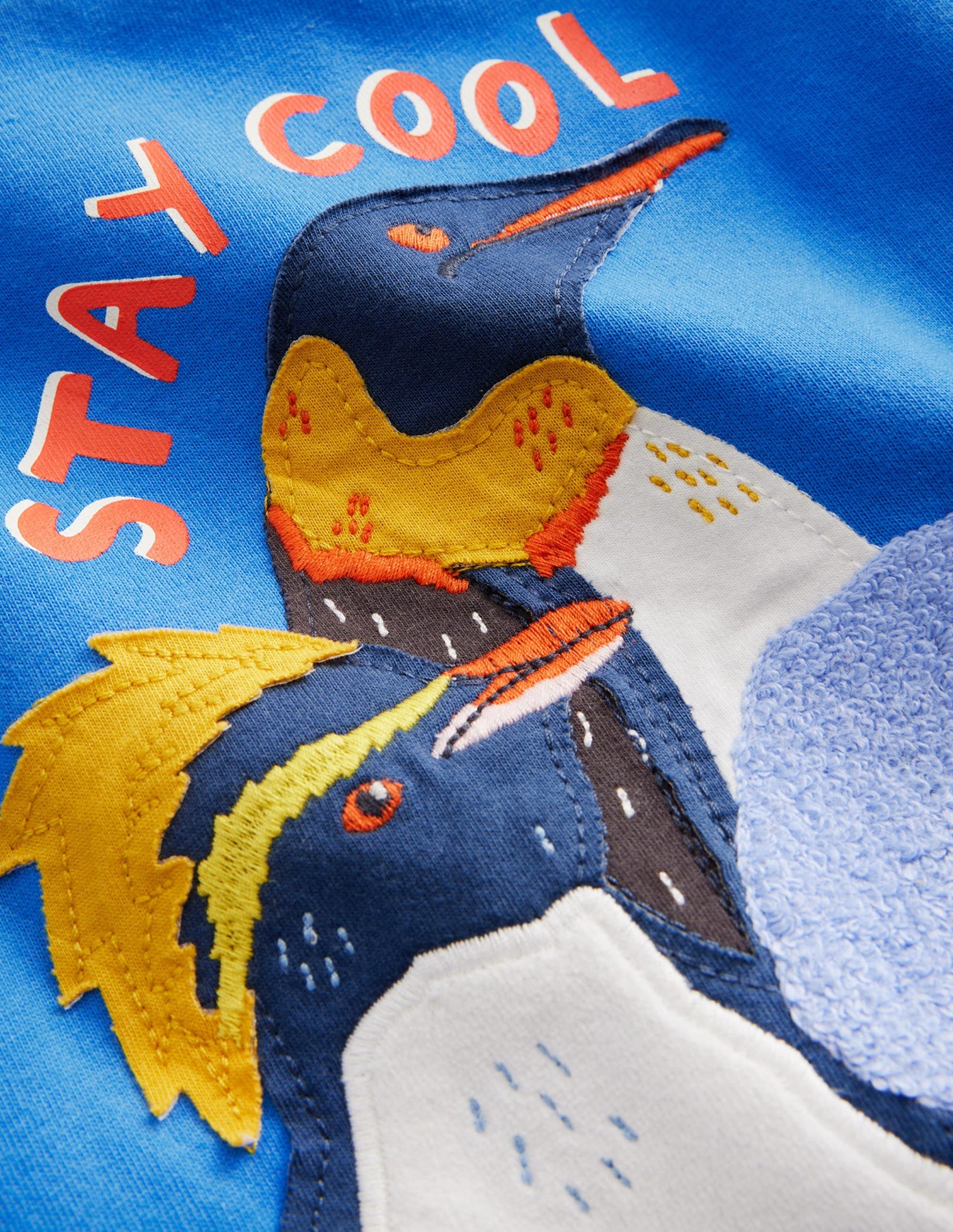 Penguin Appliqué T-shirt-Cabana Blue Penguin-3
