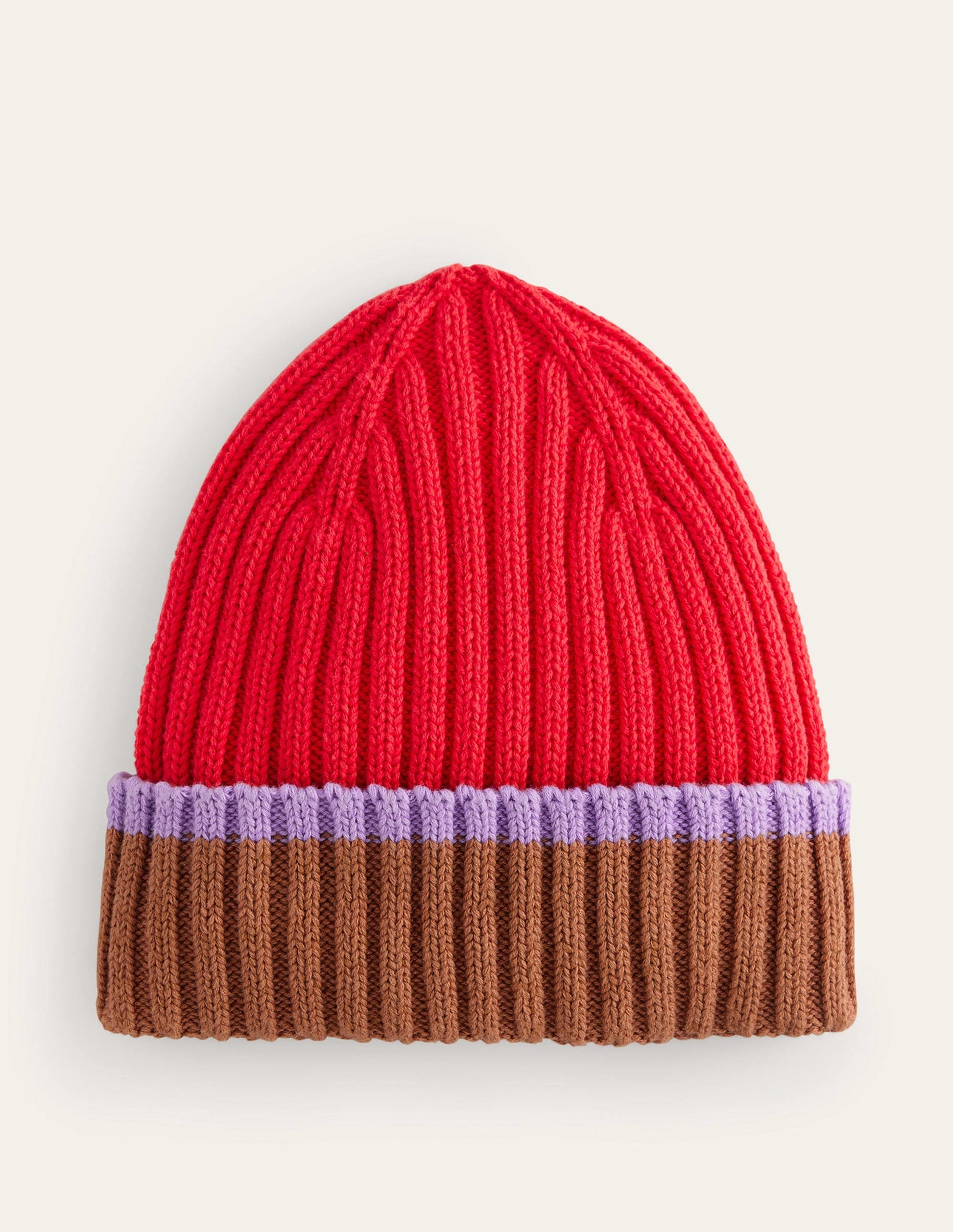 Colour Block Beanie-Jam Red-1
