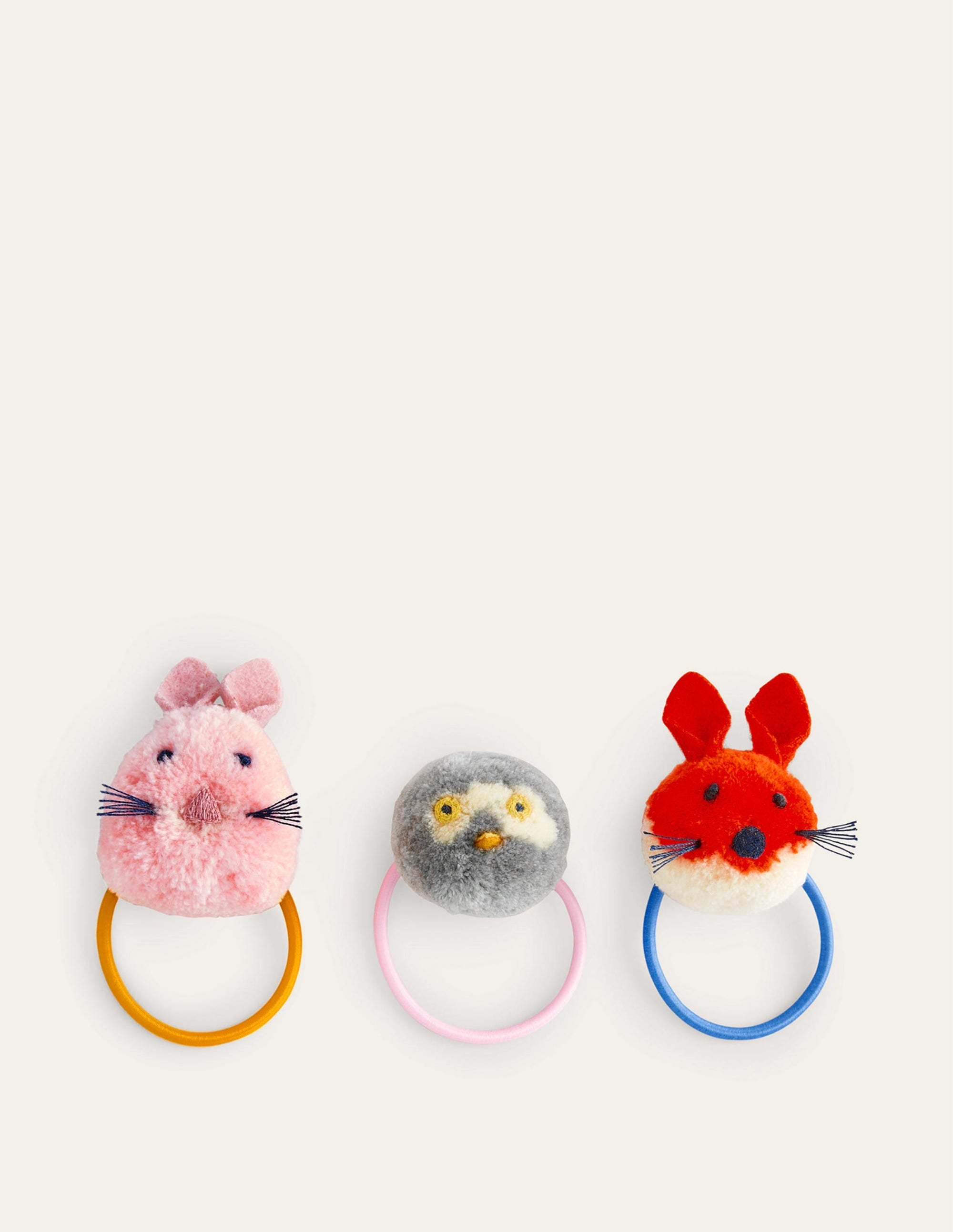 Pom Pom Hairbands 3 Pack-Multi Animals - Image 1