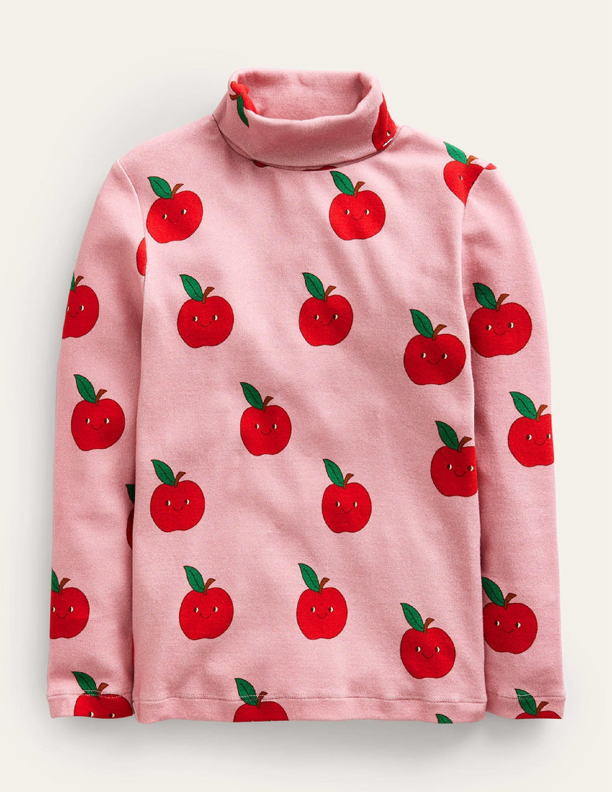 Super Soft Roll Neck Top-Almond Pink Apples - Image 1