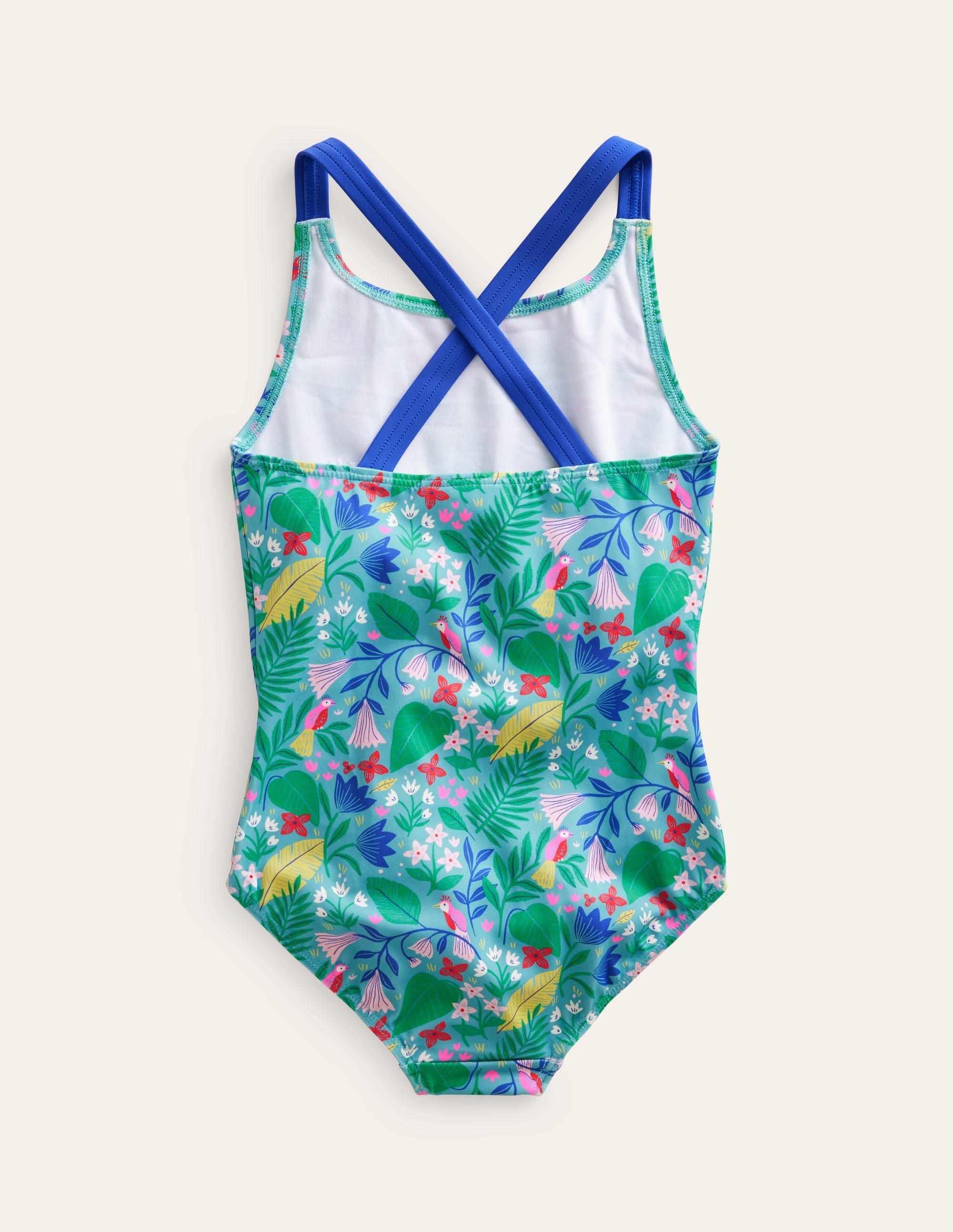 Cross-back Printed Swimsuit-Multi Parrot Vine - Image 2