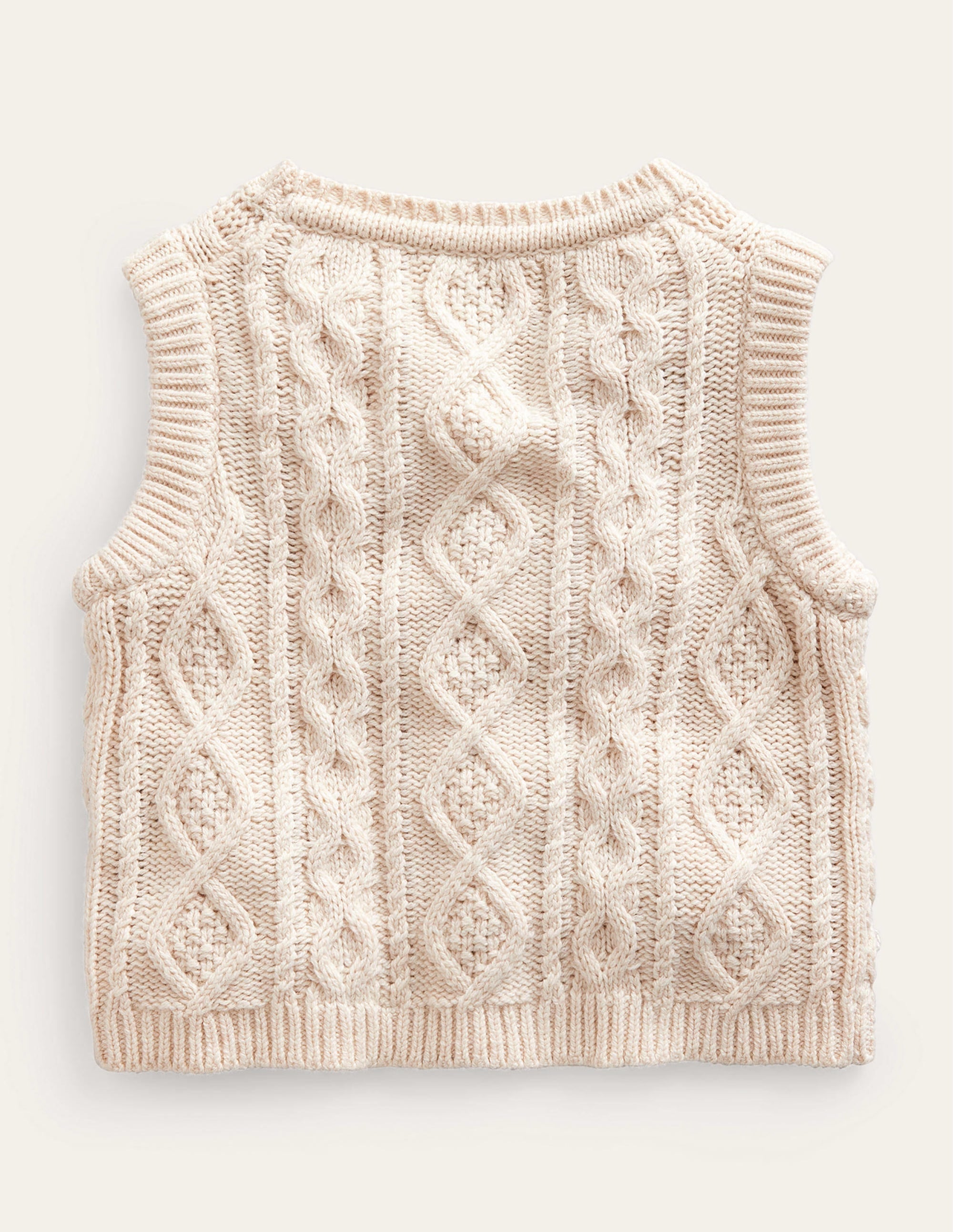 Cable Knitted Waistcoat-Ecru Marl - Image 2