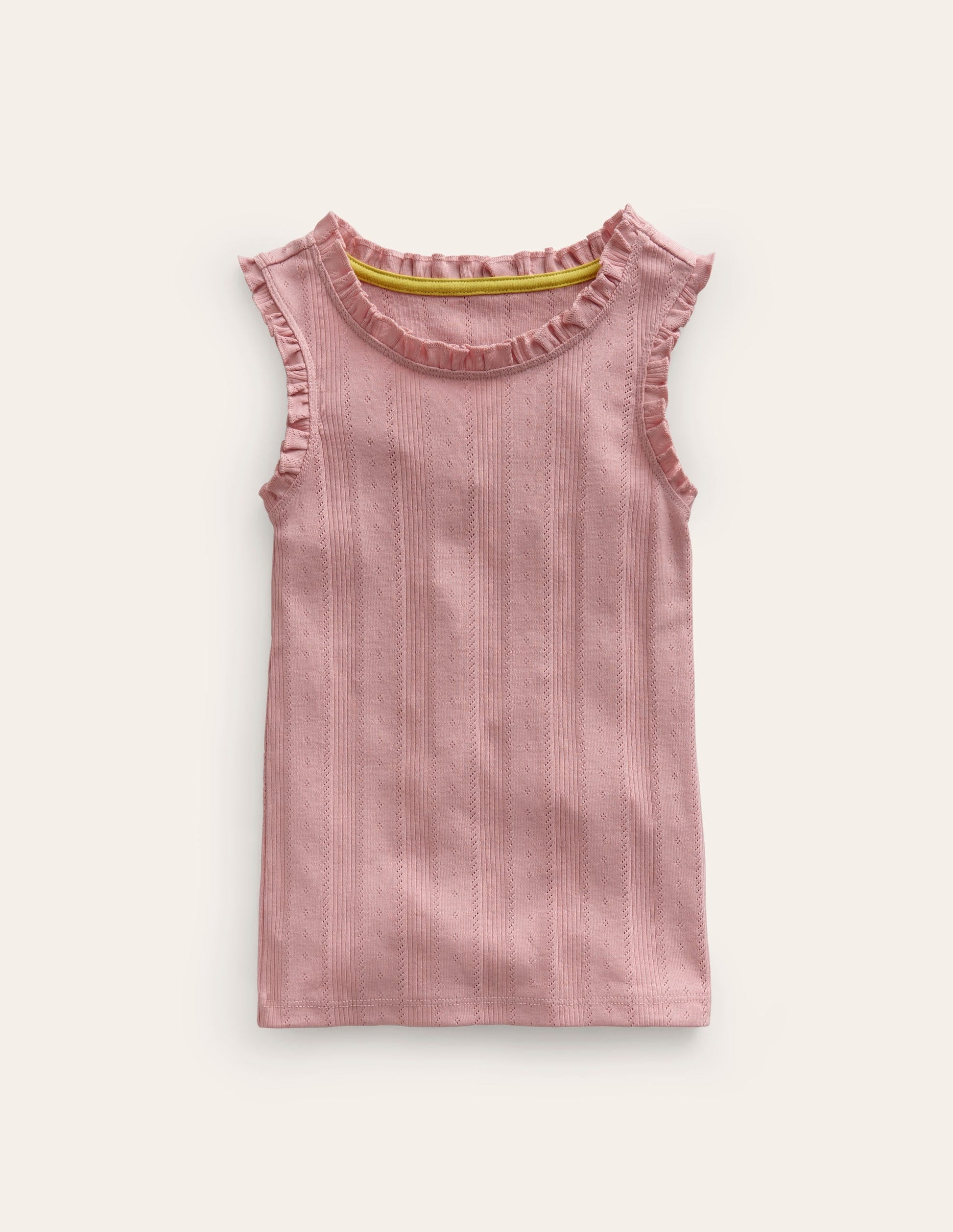 Pointelle Vest Top-Ivory/Rose Petal Pink Stripe-1