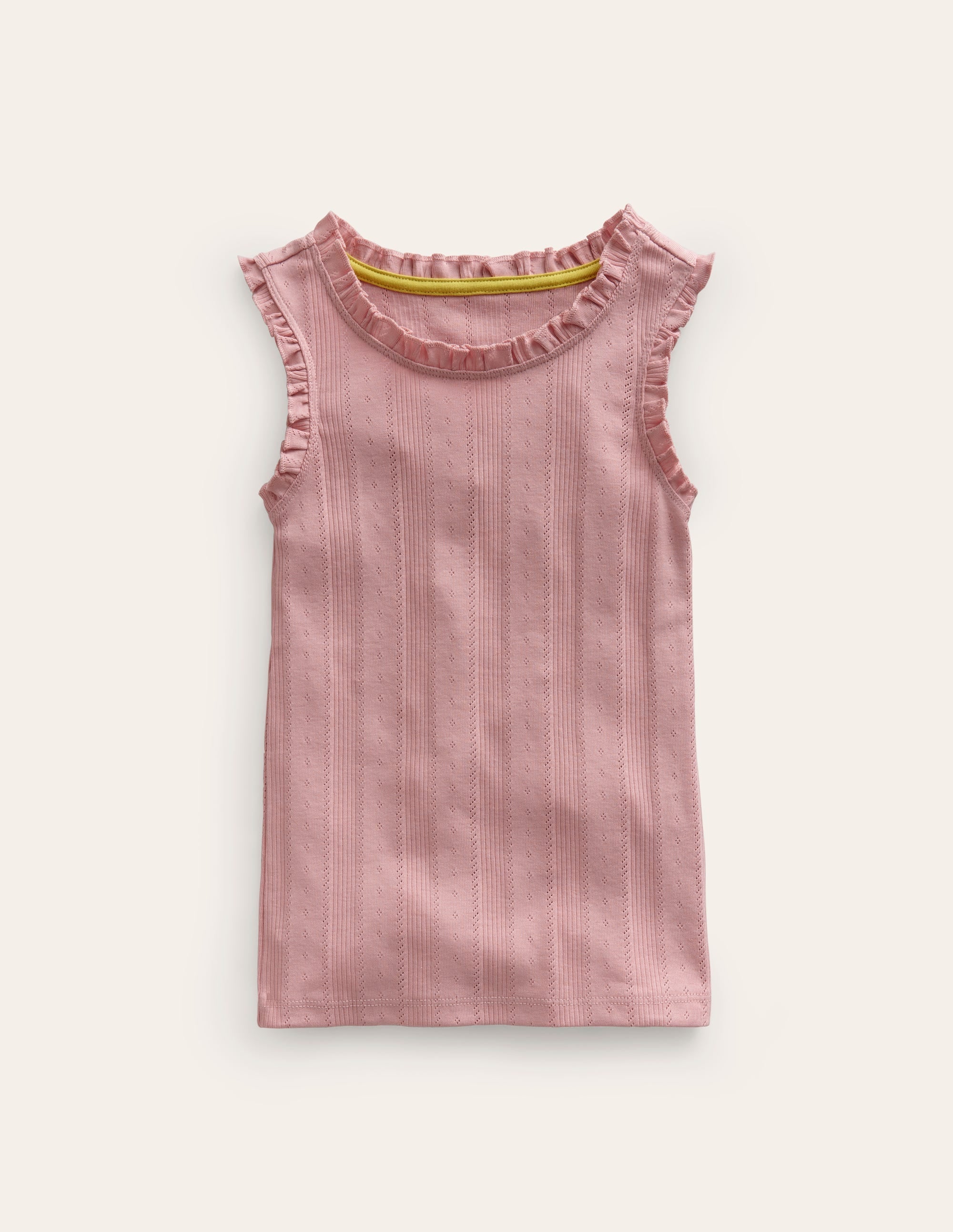 Pointelle Vest Top-Ivory/Rose Petal Pink Stripe - Image 1
