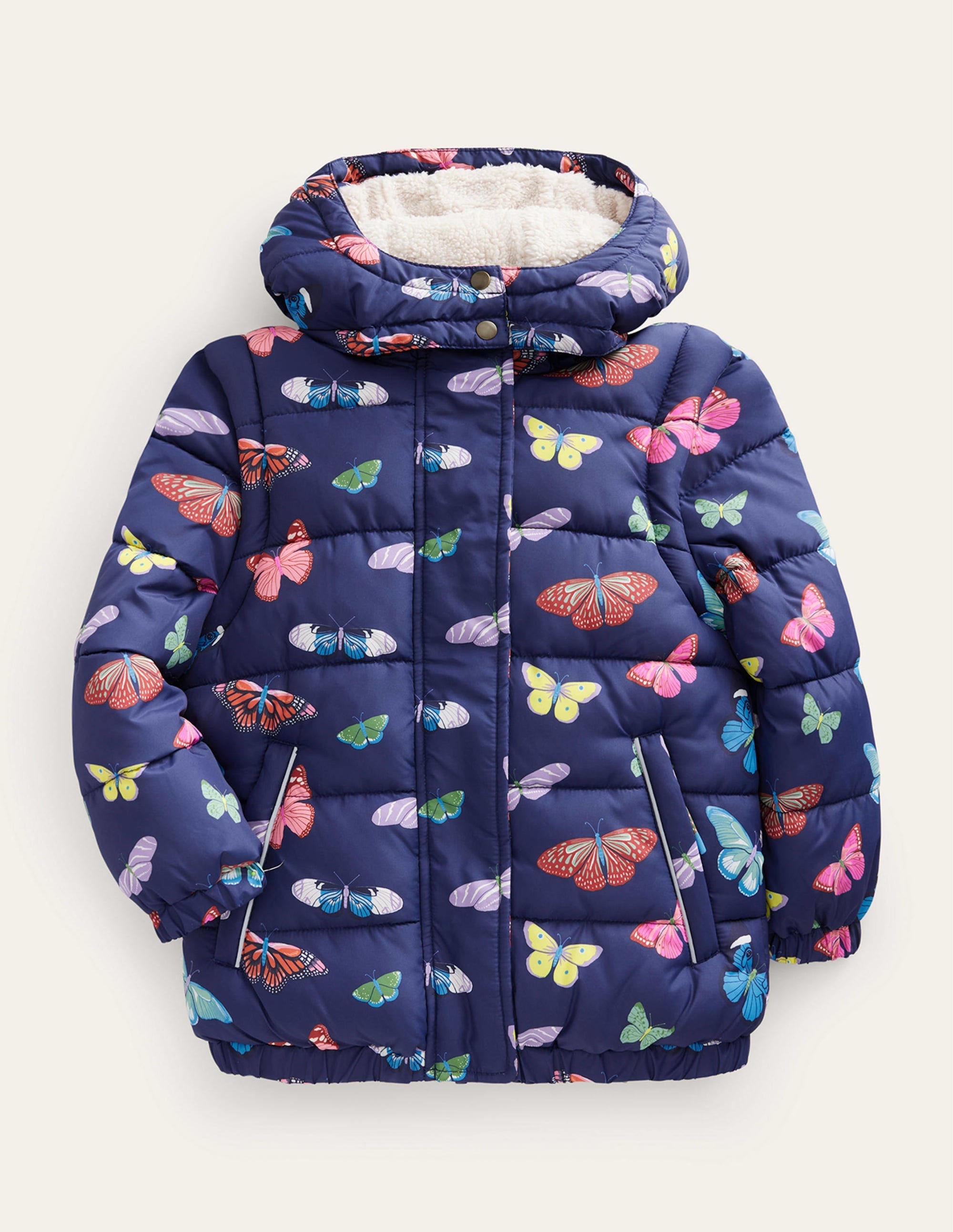 2-in-1 Padded Coat-Navy Butterflies - Image 1