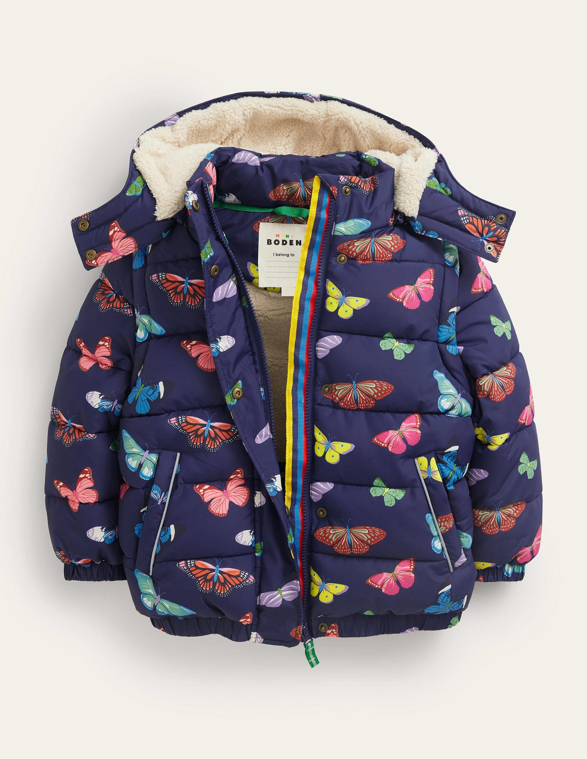 2-in-1 Padded Coat-Navy Butterflies - Image 3