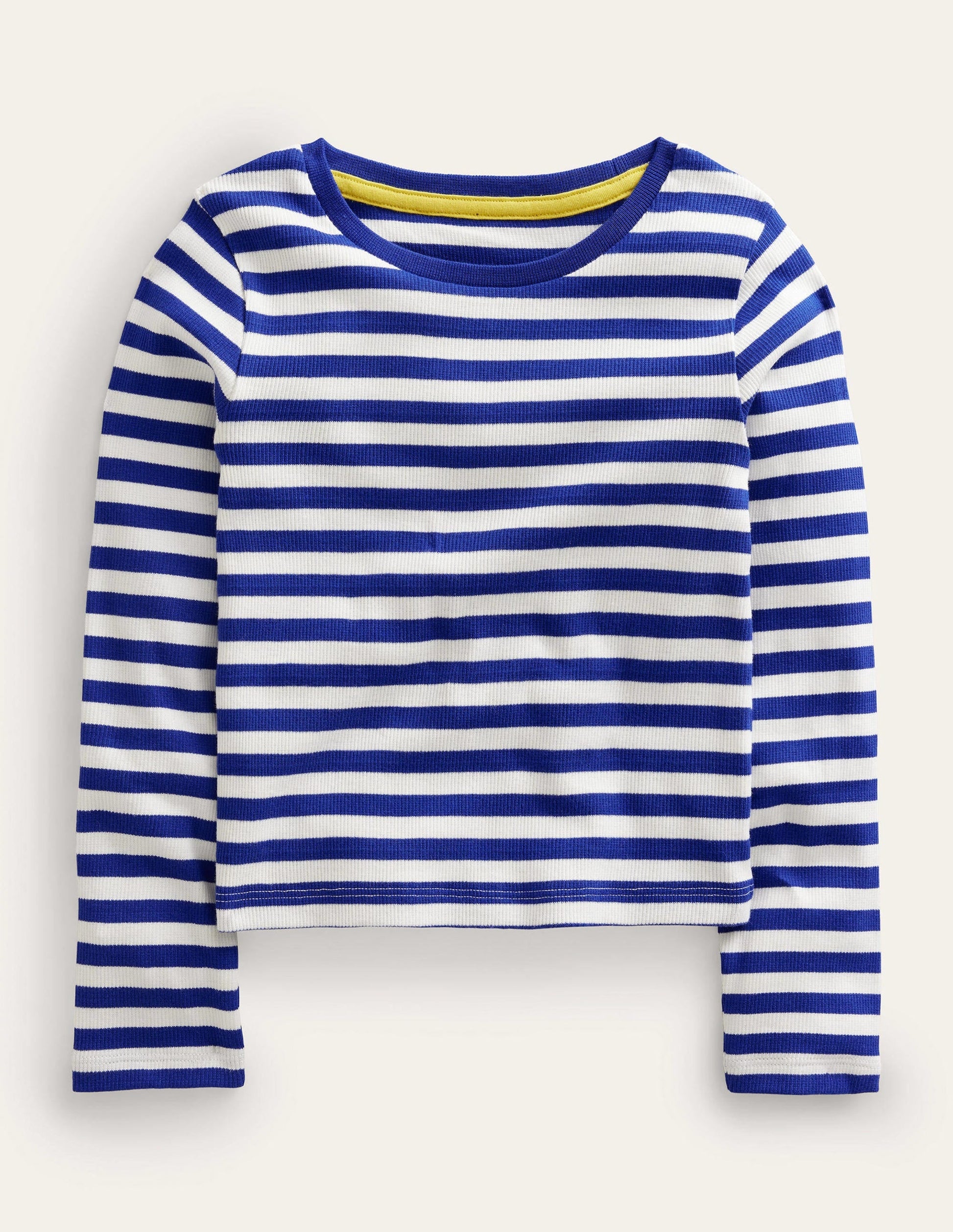 Cropped Long Sleeve T-shirt-Blue Wave/Ivory-1