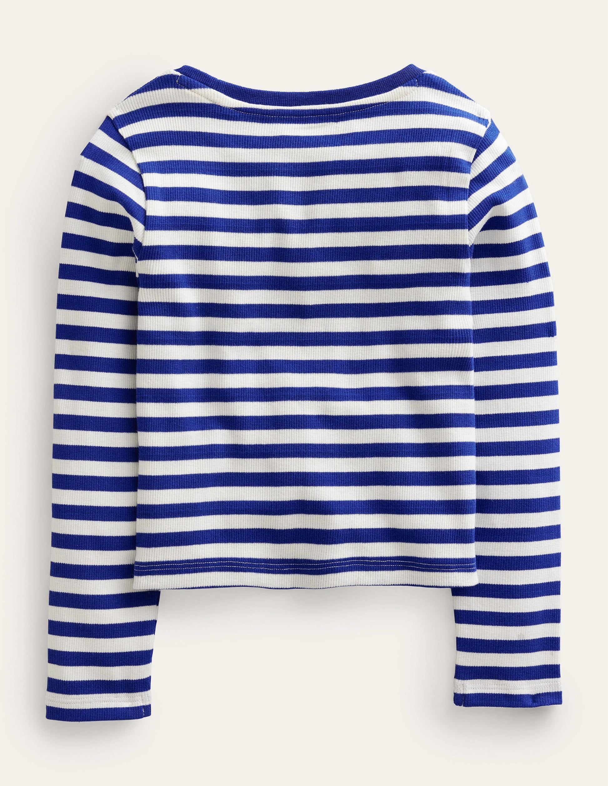 Cropped Long Sleeve T-shirt-Blue Wave/Ivory-2