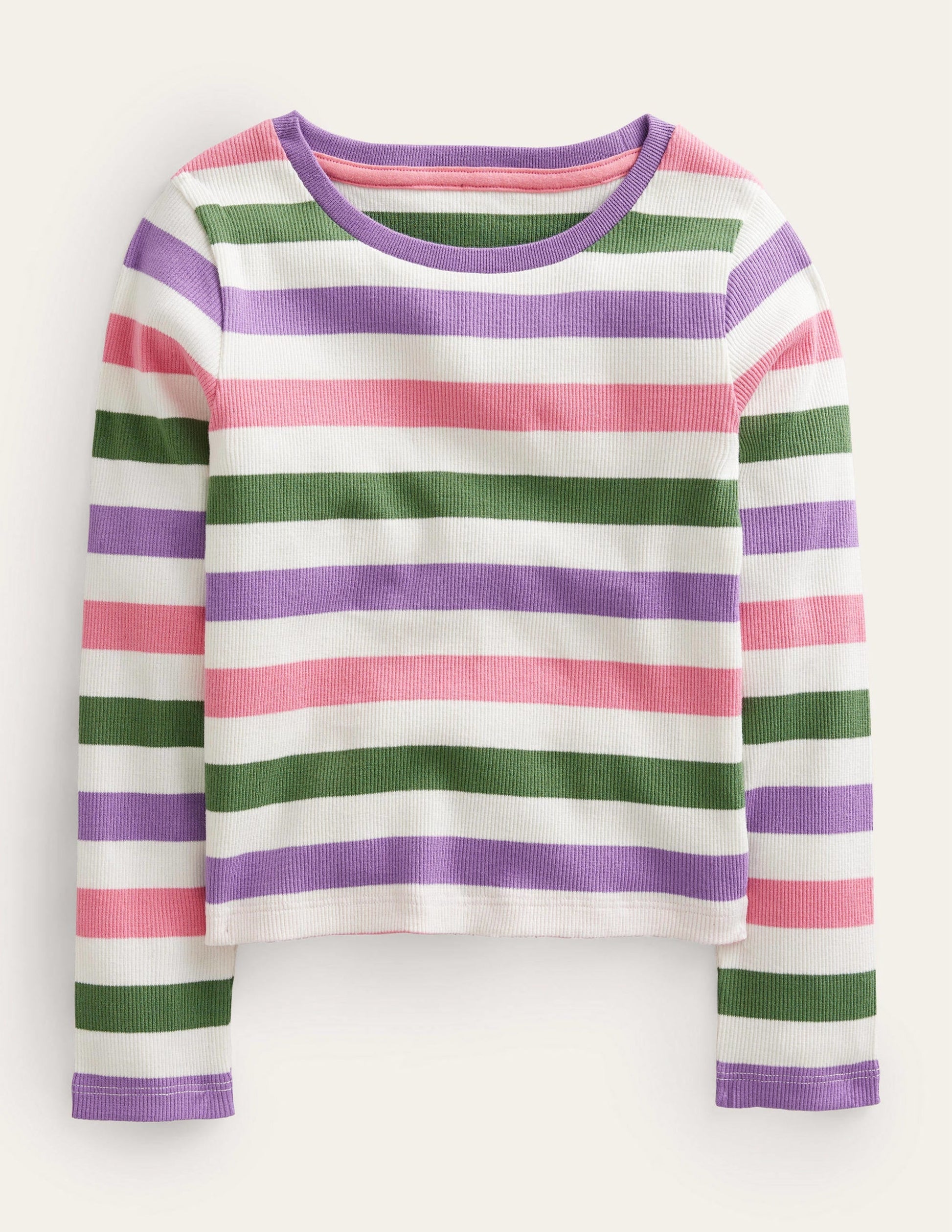 Cropped Long Sleeve T-shirt-Carousel/Aster-1