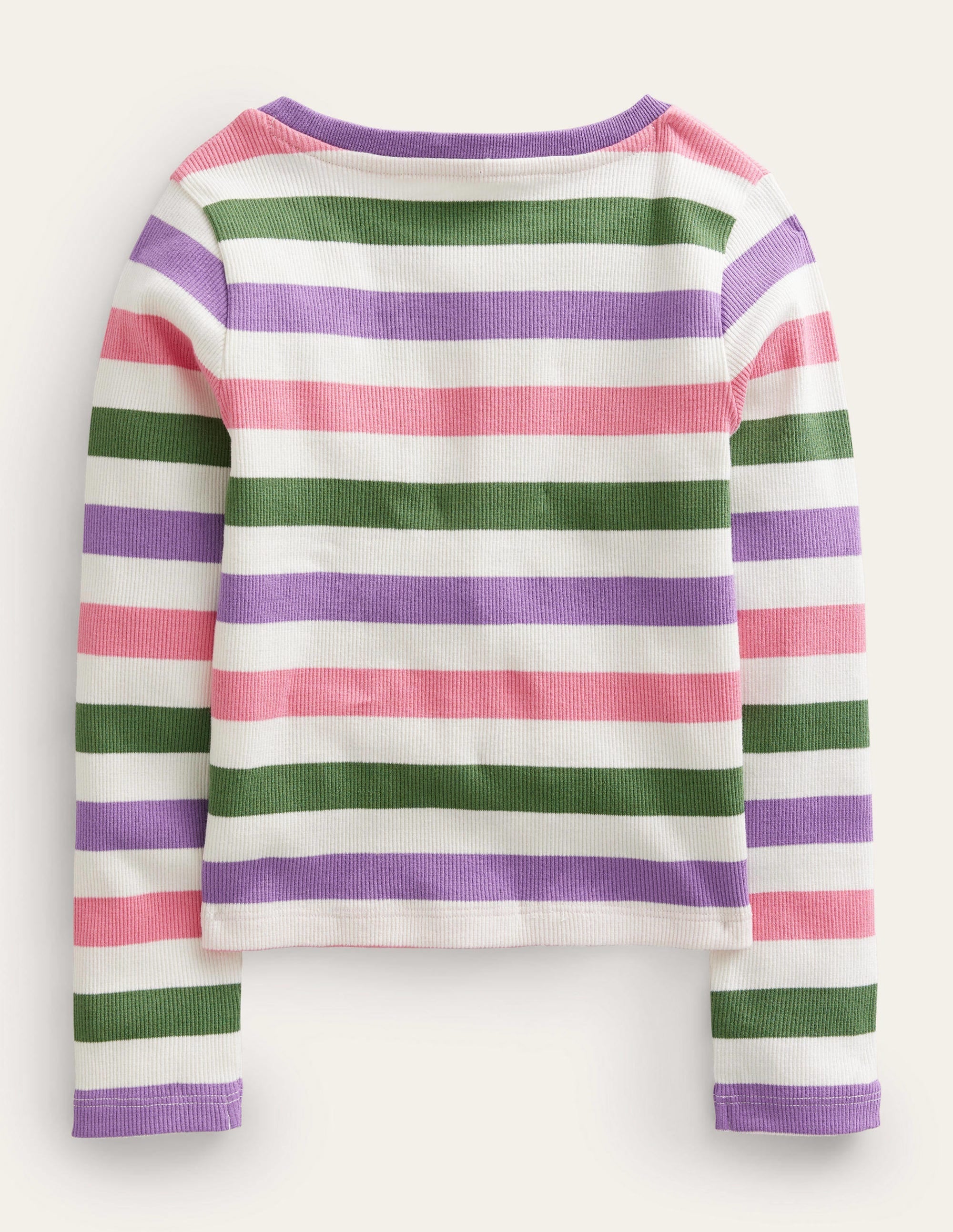 Cropped Long Sleeve T-shirt-Carousel/Aster - Image 2