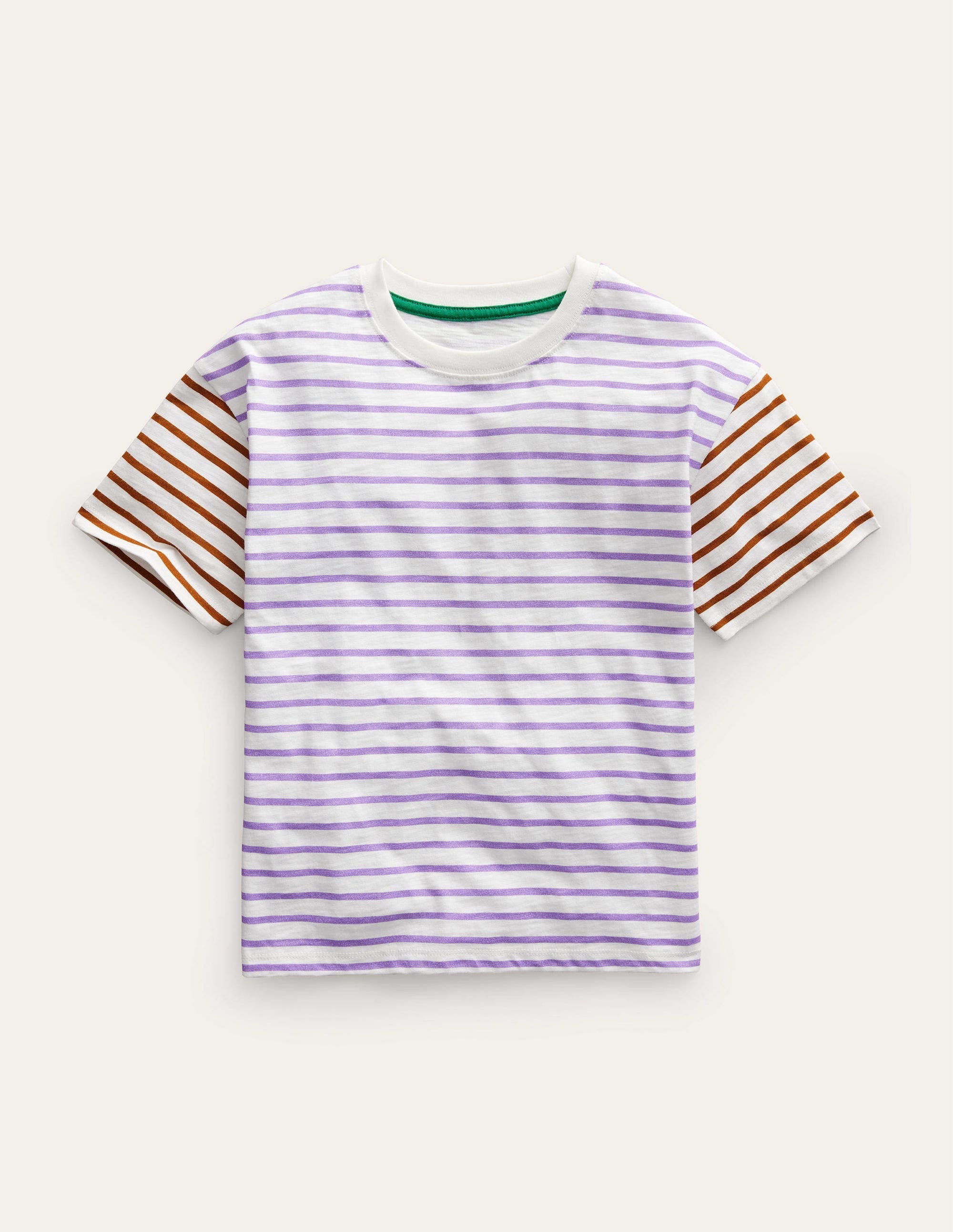 Boxy Short Sleeve Breton-Ivory/Aster Purple - Image 1
