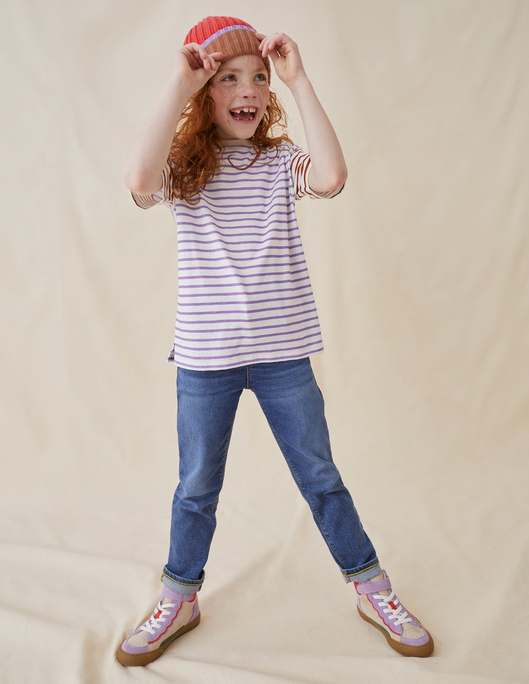 Boxy Short Sleeve Breton-Ivory/Aster Purple - Image 4