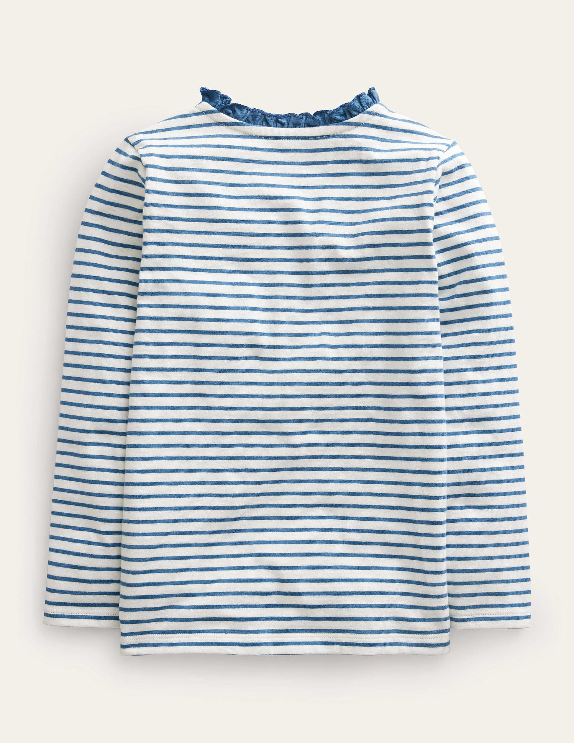 Henley Ruffle Breton Top-Ivory/Puddle Blue-2
