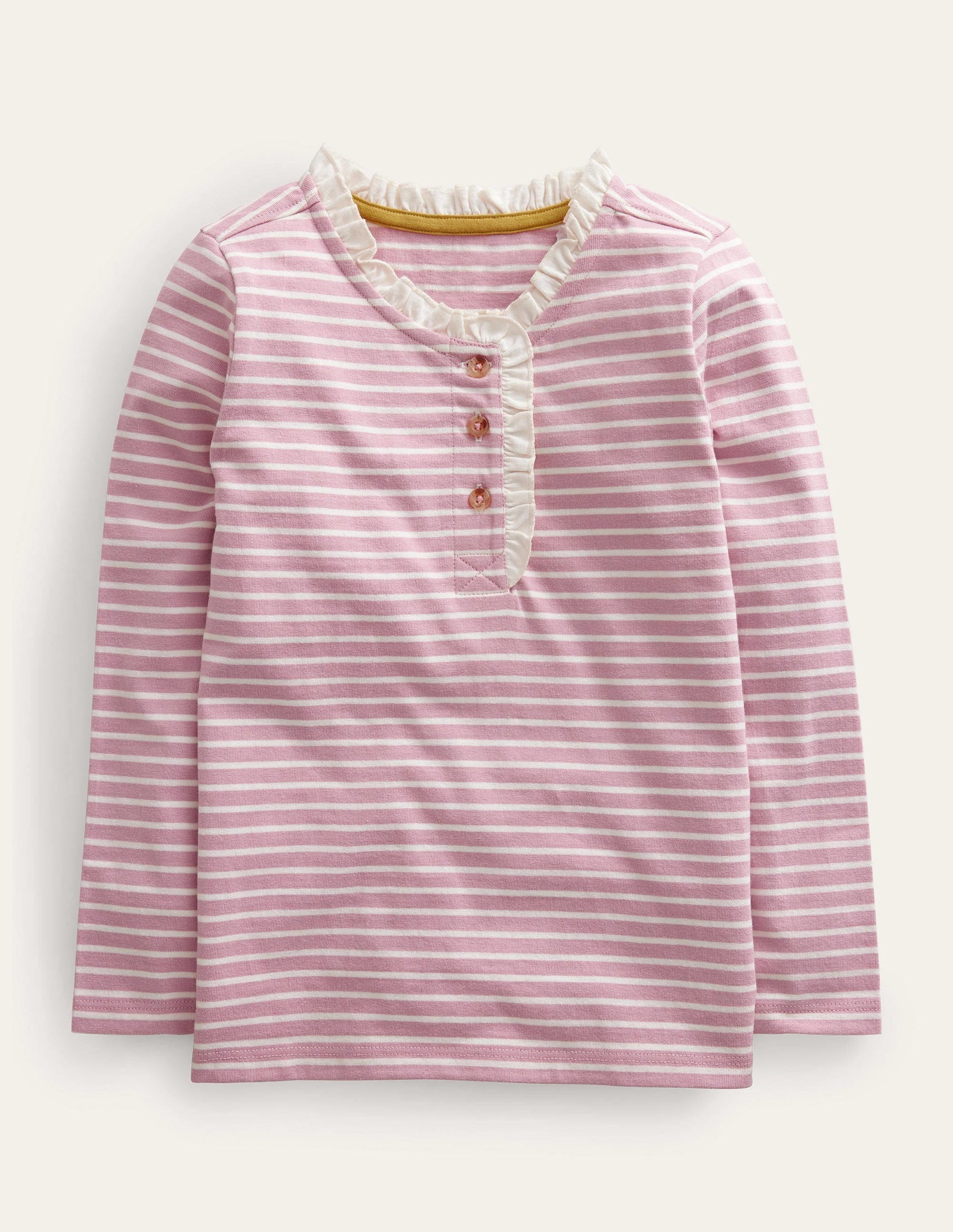 Henley Ruffle Breton Top-Ivory/Vintage Pink-1