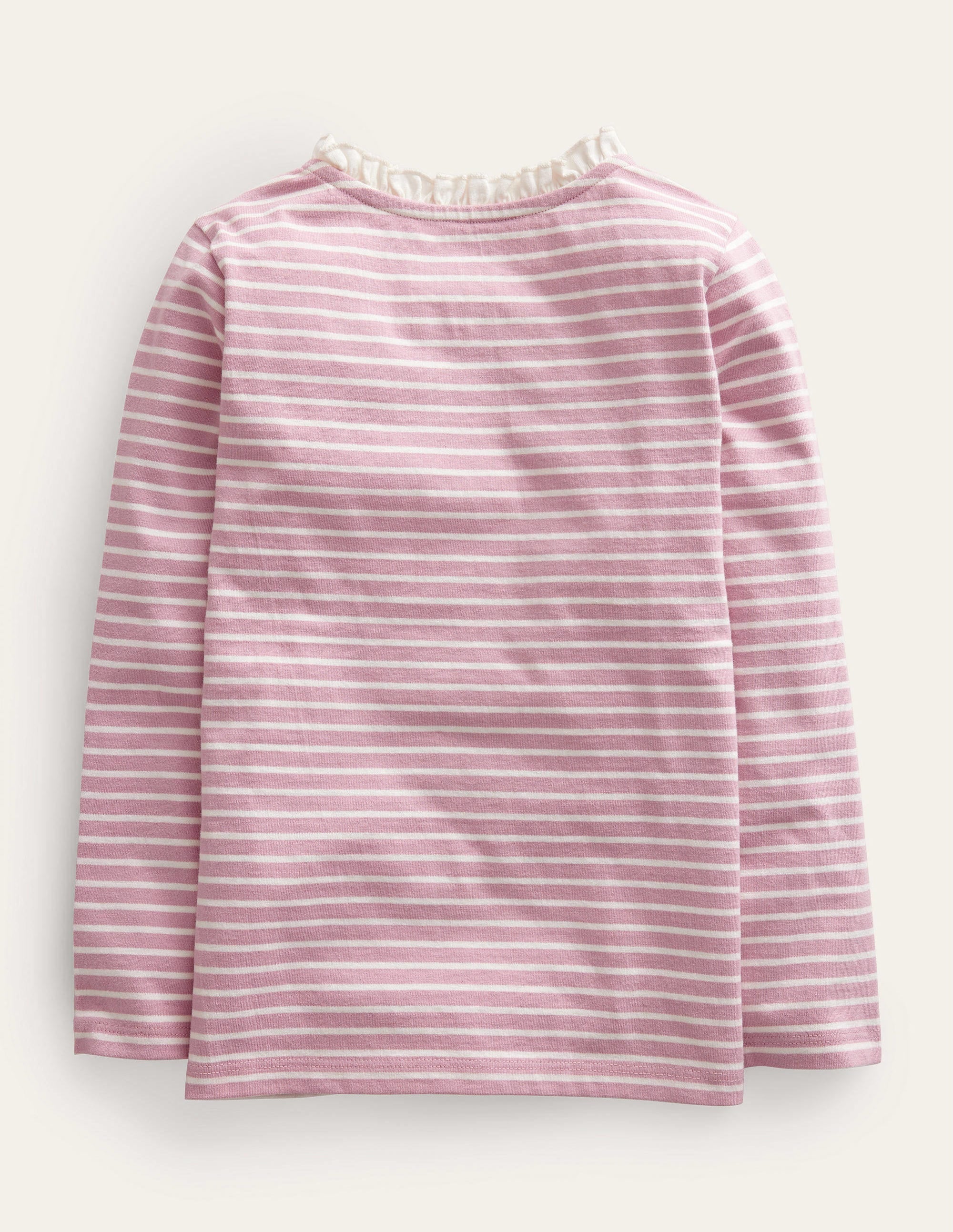 Henley Ruffle Breton Top-Ivory/Vintage Pink - Image 2