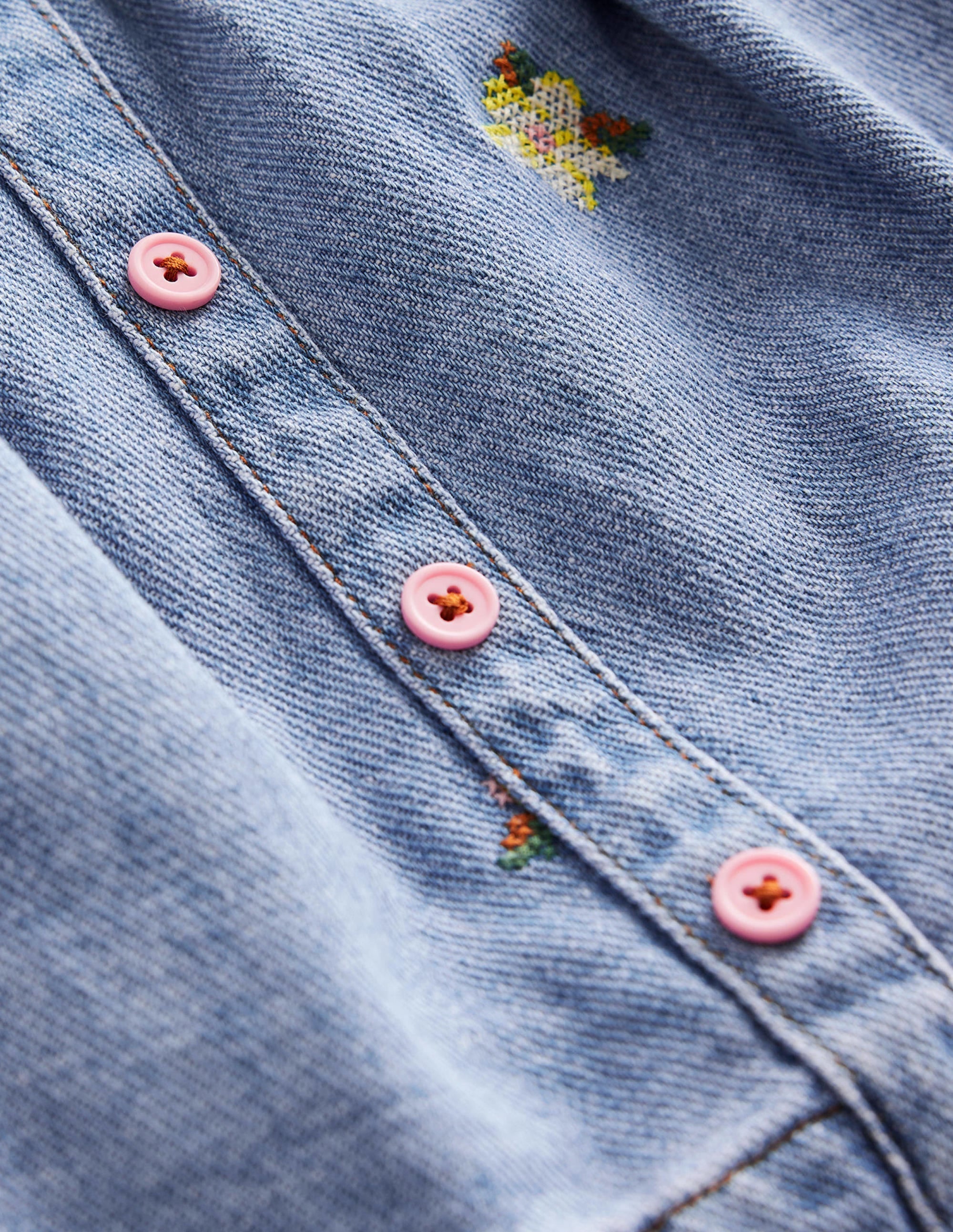 Button Through Twirly Skirt-Mid Chambray - Image 3
