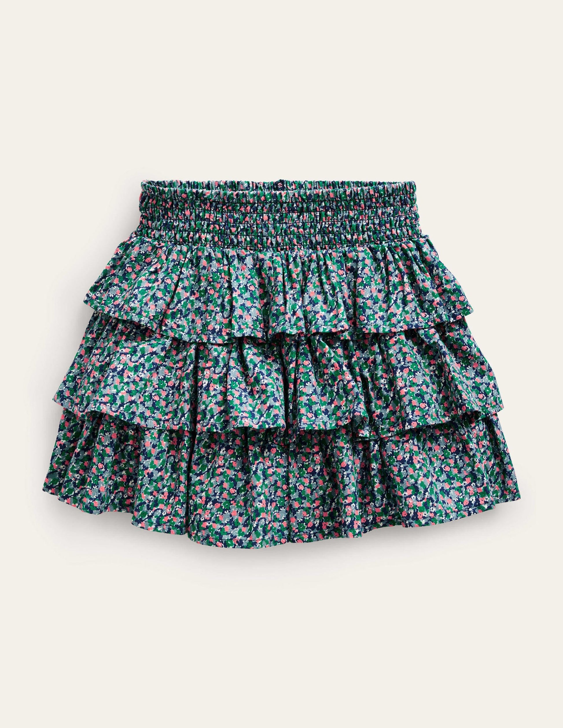 Tiered Mini Skirt-Pebble Blue Micro Flower-1