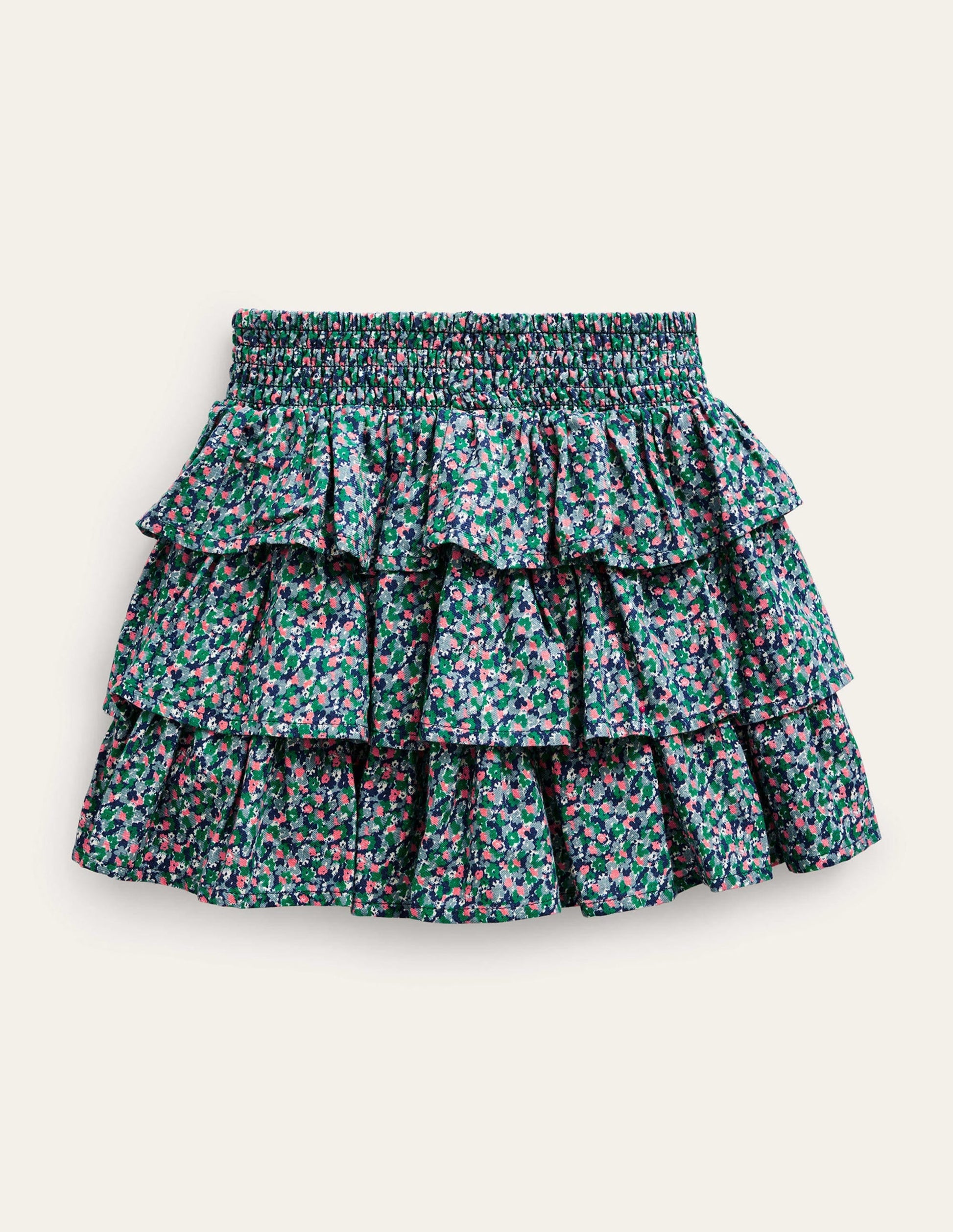 Tiered Mini Skirt-Pebble Blue Micro Flower-2