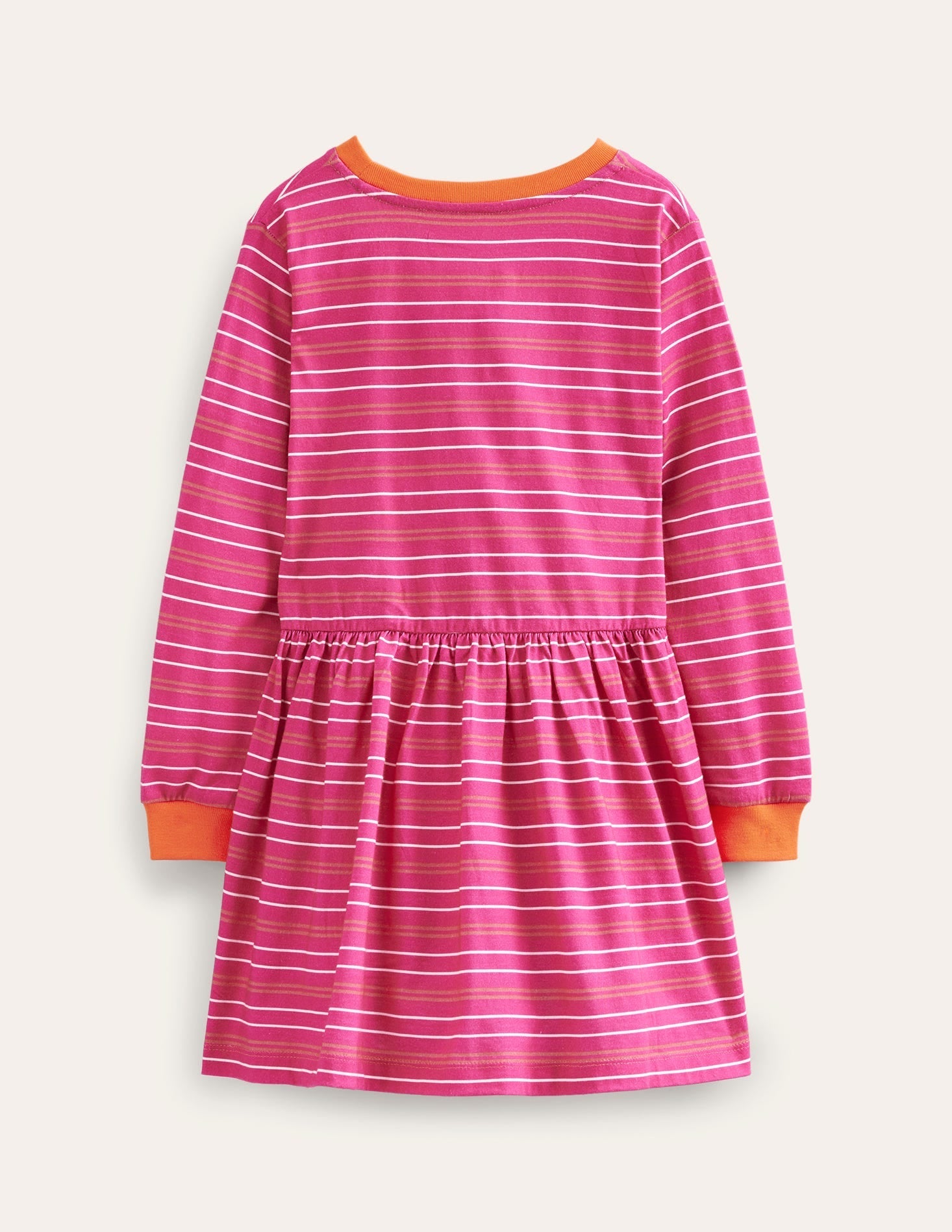 Slub Stripe Jersey Dress-Bright Pink-2